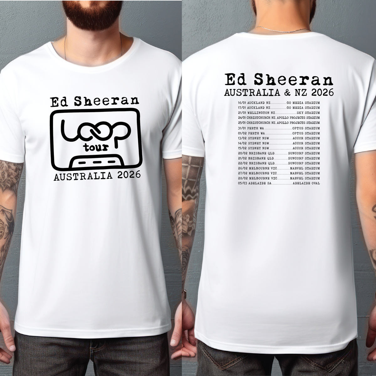 Ed Sheeran Loop Australian & NZ Tour 2026 (MORE COLOURS & STYLES)