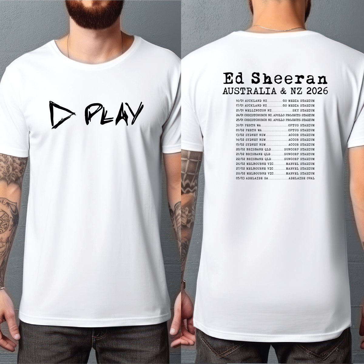 Ed Sheeran Play Album Australian & NZ Tour 2026 (MORE COLOURS & STYLES)