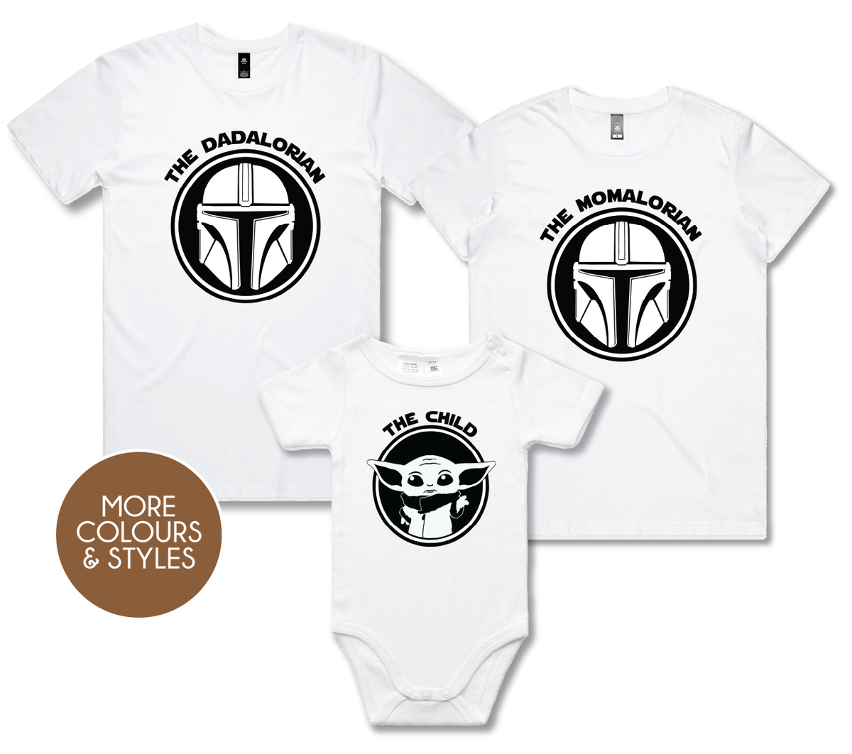 The Dadalorian, The Mamalorian & The Child (MORE COLOURS & STYLES)