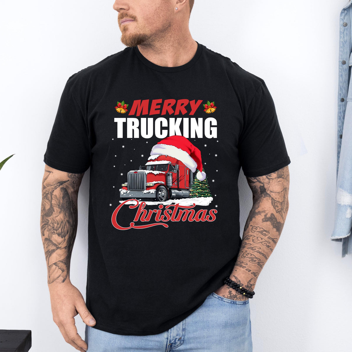 Merry Truckin' Christmas Men's T-Shirt, Truck Christmas T-Shirt, Merry Christmas T-Shirt, Truckin Christmas Men's T-Shirt, Christmas T-Shirt