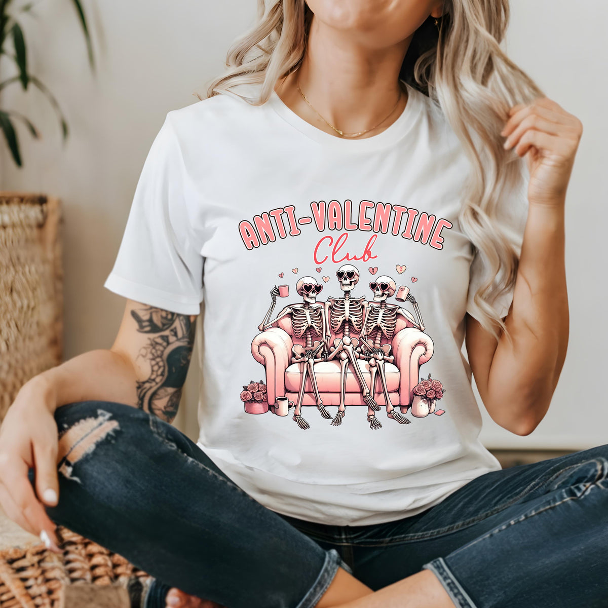 Anti-Valentine Club T-Shirt, Valentine's Day T-Shirt, Skeleton Valentine's T-Shirt, Anti-Valentine's Day T-Shirt, Skeleton Friends T-Shirt