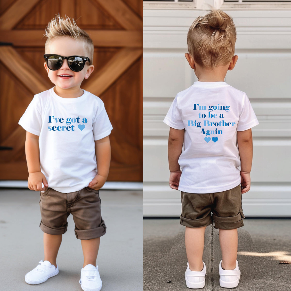 Big Brother Again T-Shirt – I've Got a Secret | I'm Going to Be a Big Brother | Front & Back Design | Pregnancy Announcement