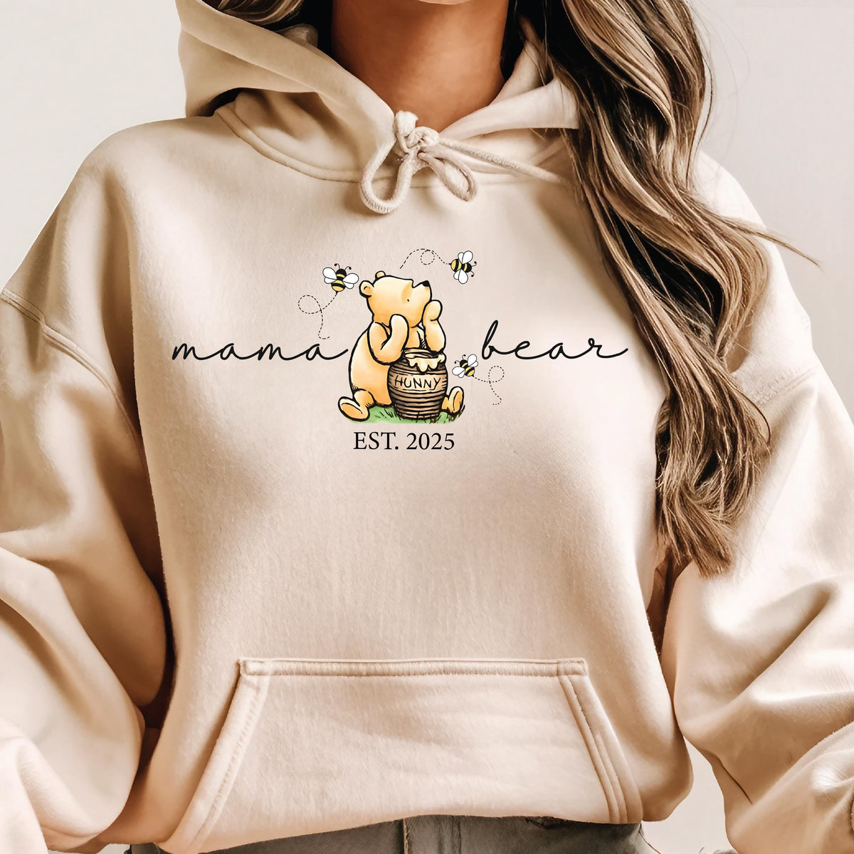 Mama Bear Hoodie With Est Year, Classic Winnie the Pooh Mother's Day Gift, Honey Pot, Personalised Mum Gift,