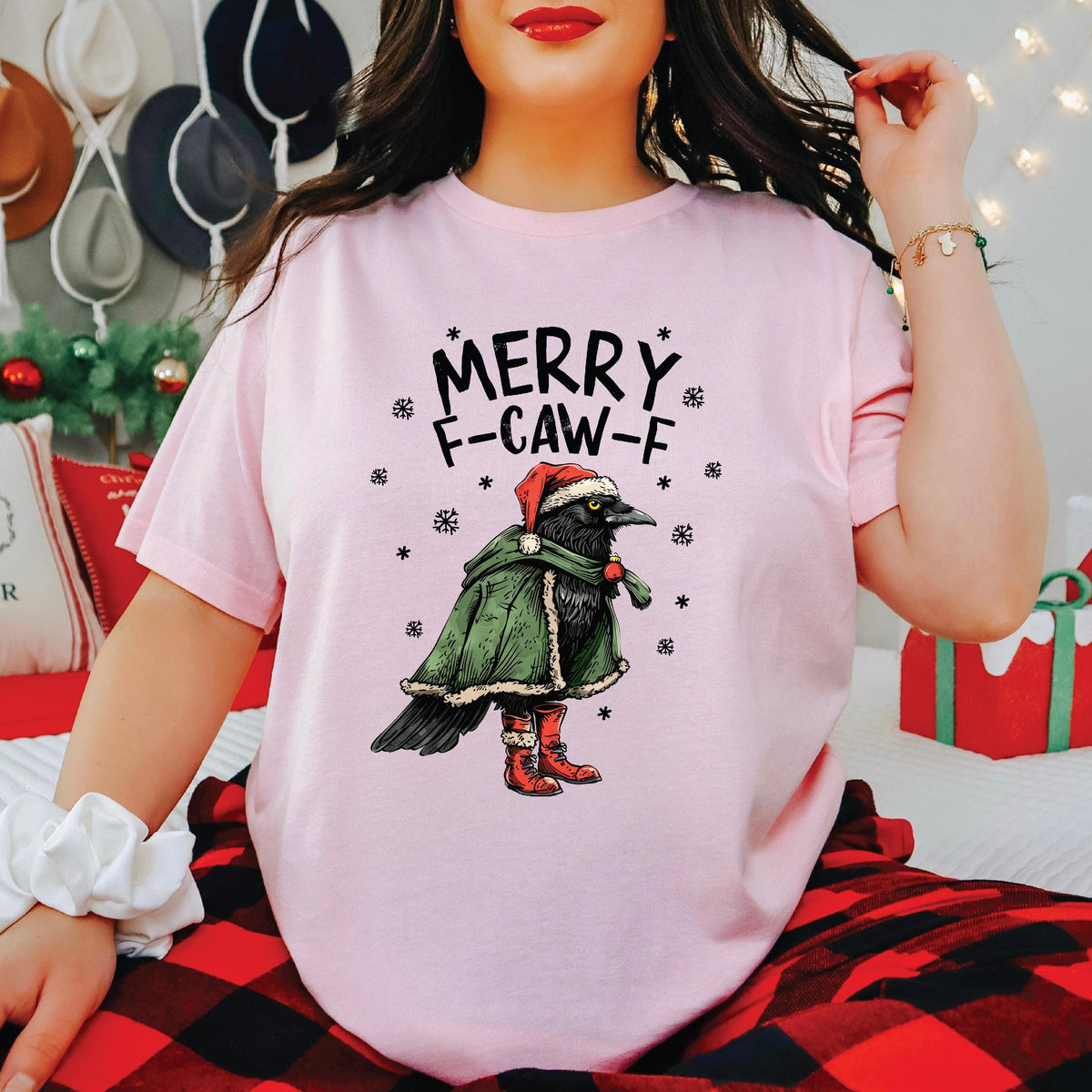 Funny Christmas Chicken F-Caw-F T-Shirt | Lots of Colours & Sizes | Hilarious Holiday Tee | Perfect Xmas Gift for Everyone | Chicken Lover