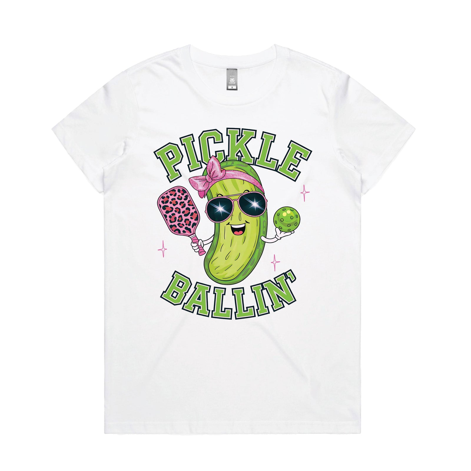 Pickle Ballin' T-Shirt, Cute Pickleball Shirt, Pink Paddle Retro Pickle Player Tee