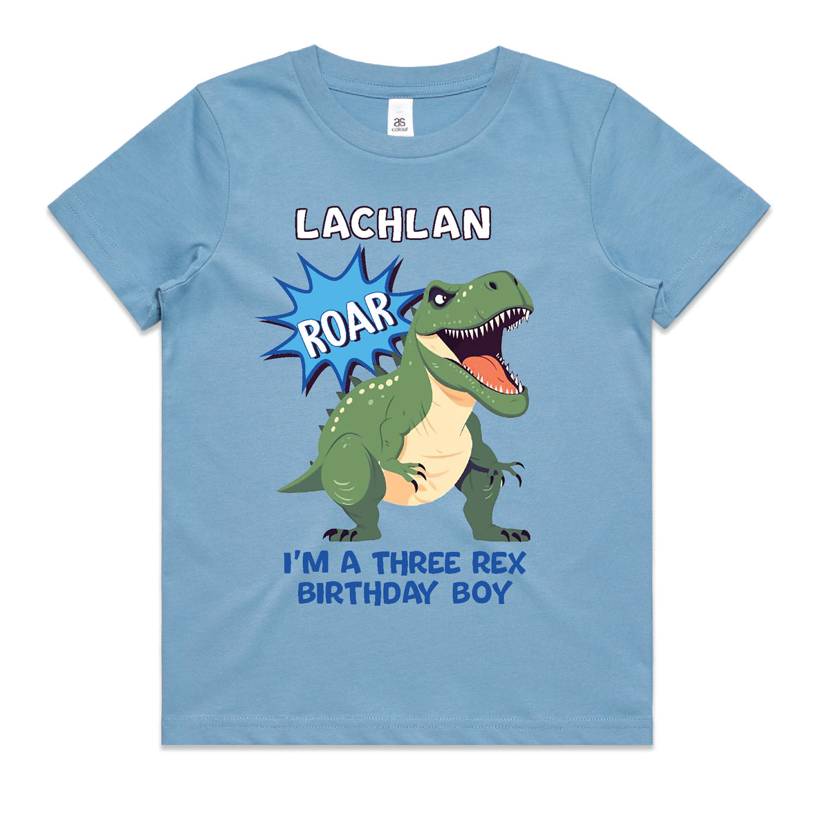 Custom Name Roar I'm A Three Rex Birthday Boy (MORE COLOURS & STYLES)