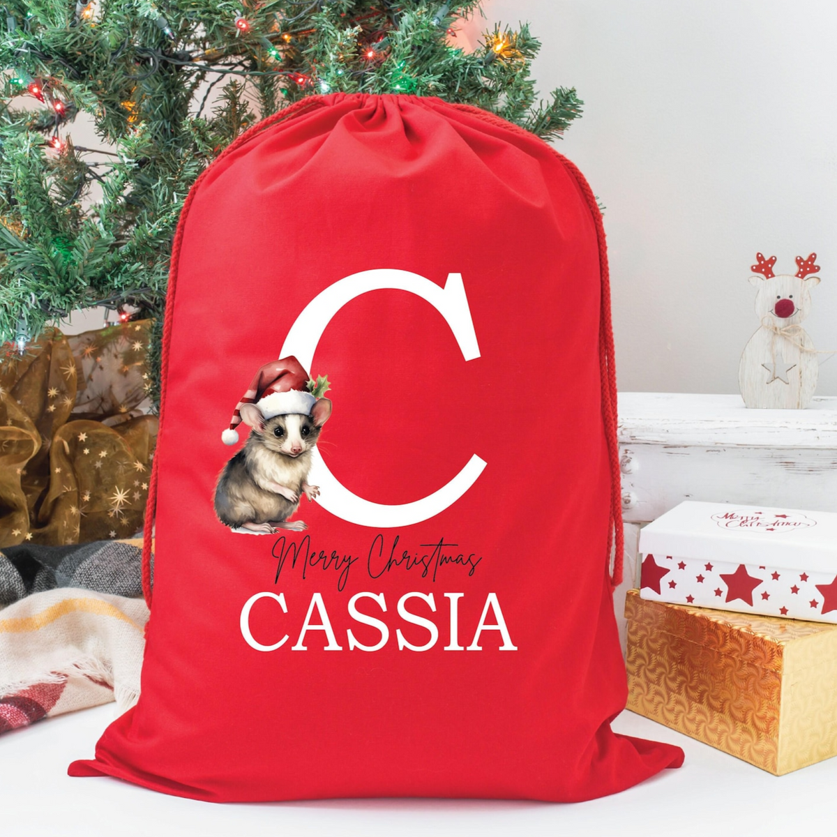 Australian Animal Personalised Santa Sack - Red