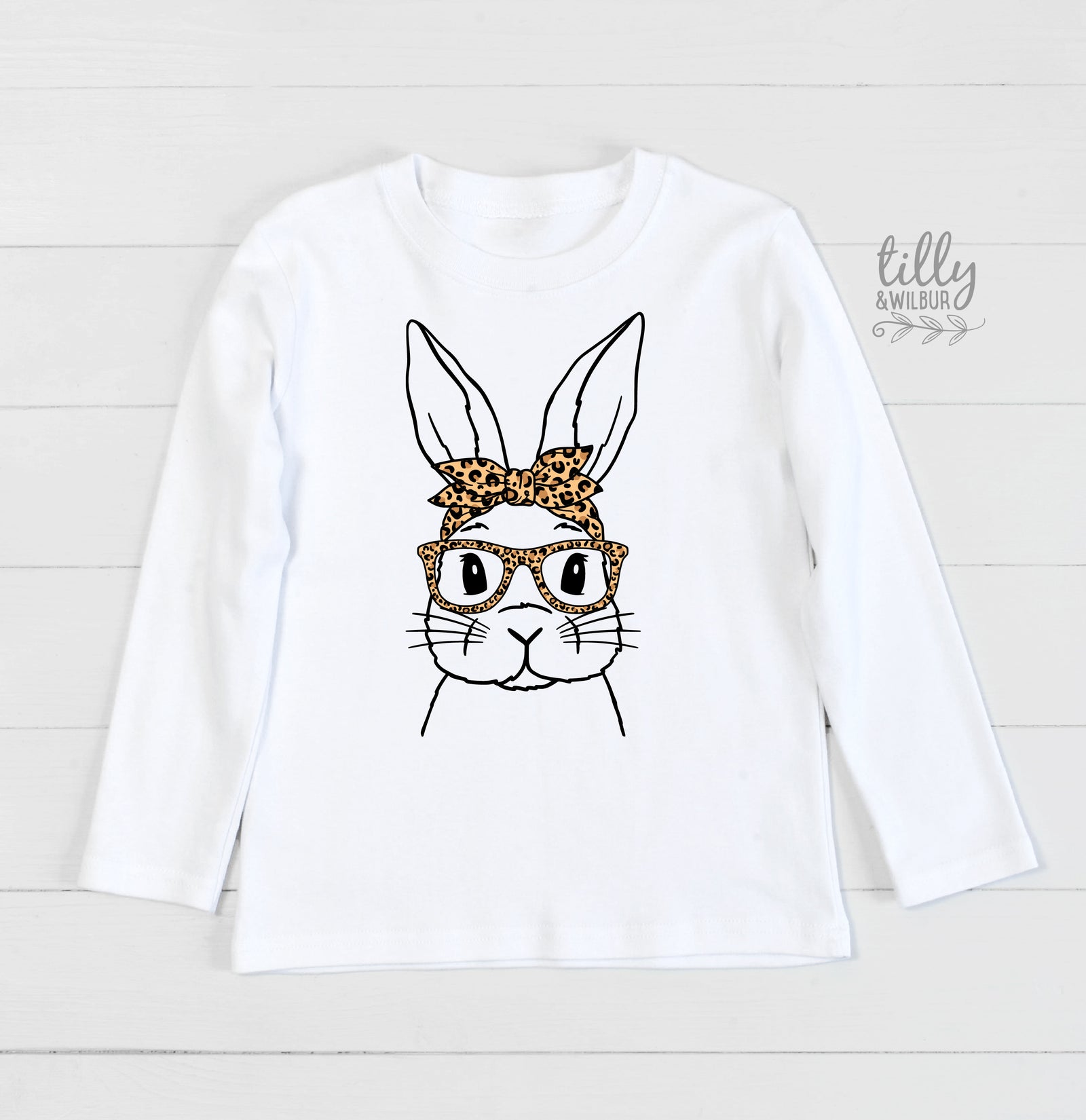 Leopard Bunny Easter Shirt | Women & Girls Easter Bunny Shirt | Cute Easter Outfit | Bunny Glasses Easter Tee