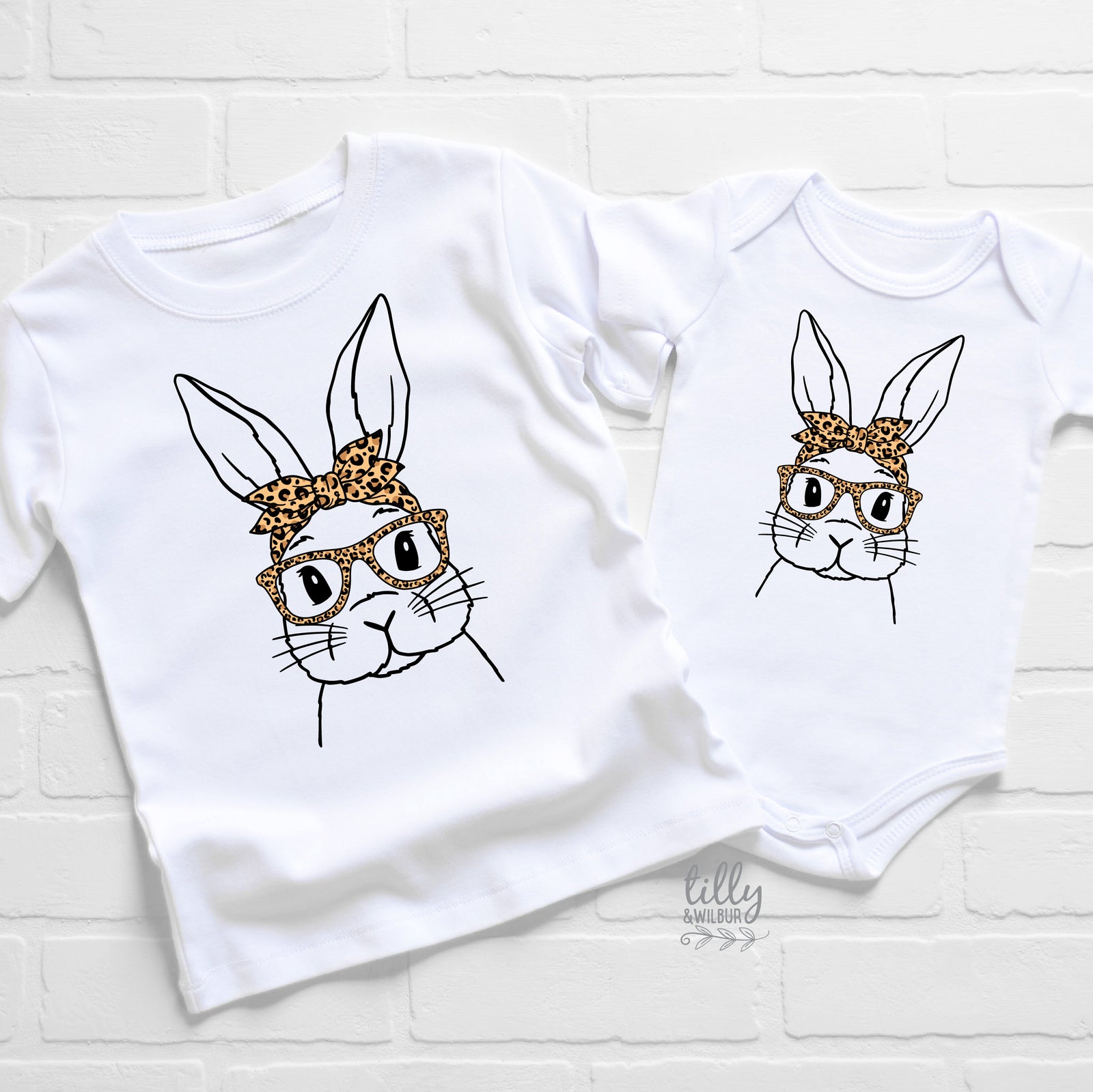 Leopard Bunny Easter Shirt | Women & Girls Easter Bunny Shirt | Cute Easter Outfit | Bunny Glasses Easter Tee