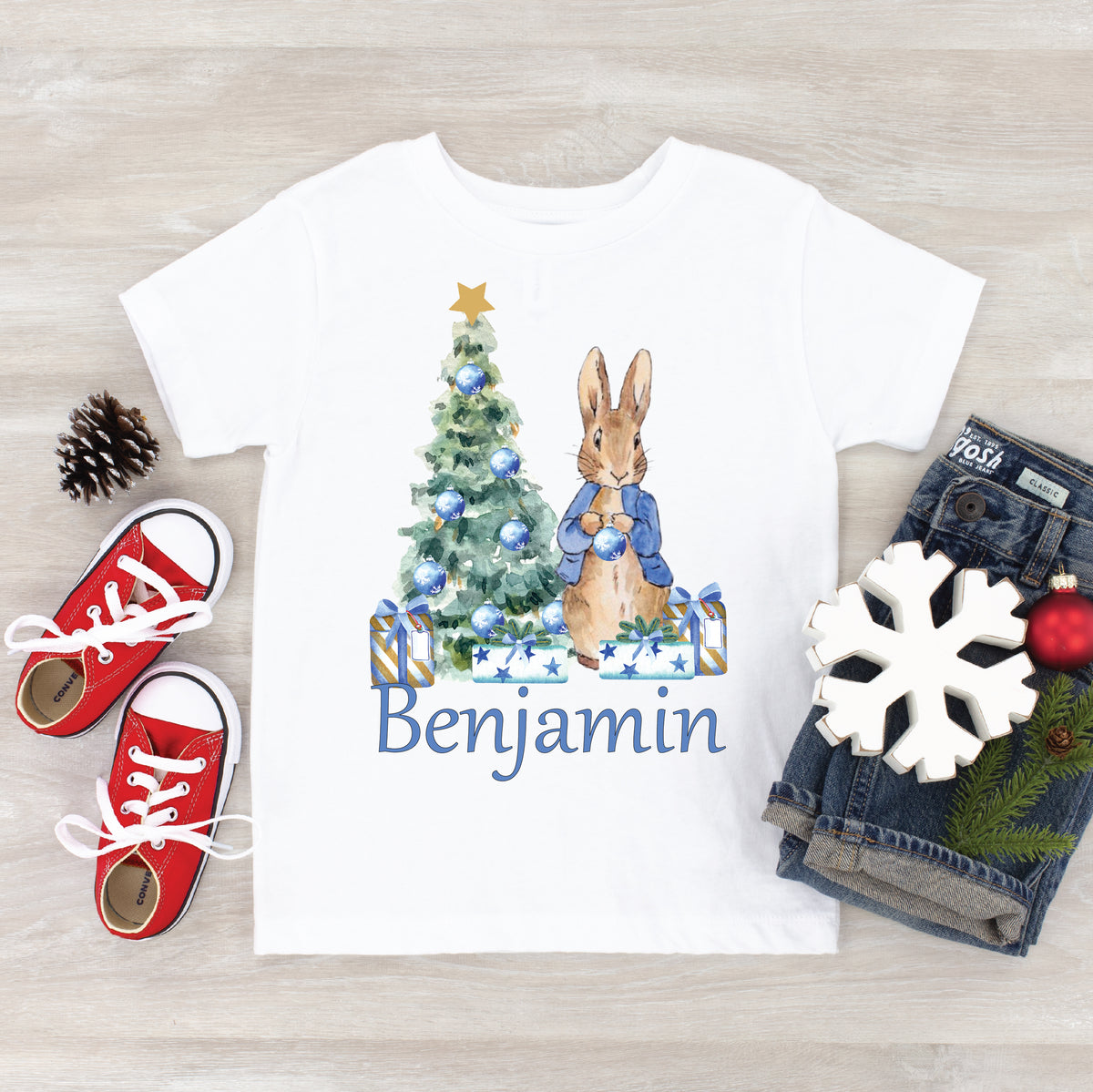 Personalised Peter Rabbit Christmas T-Shirt