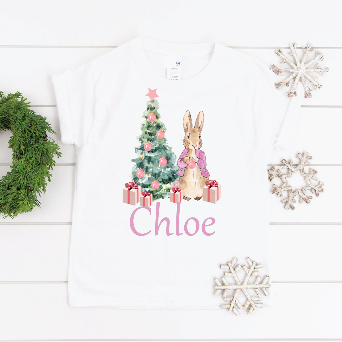 Personalised Peter Rabbit (Flopsy) Christmas T-Shirt