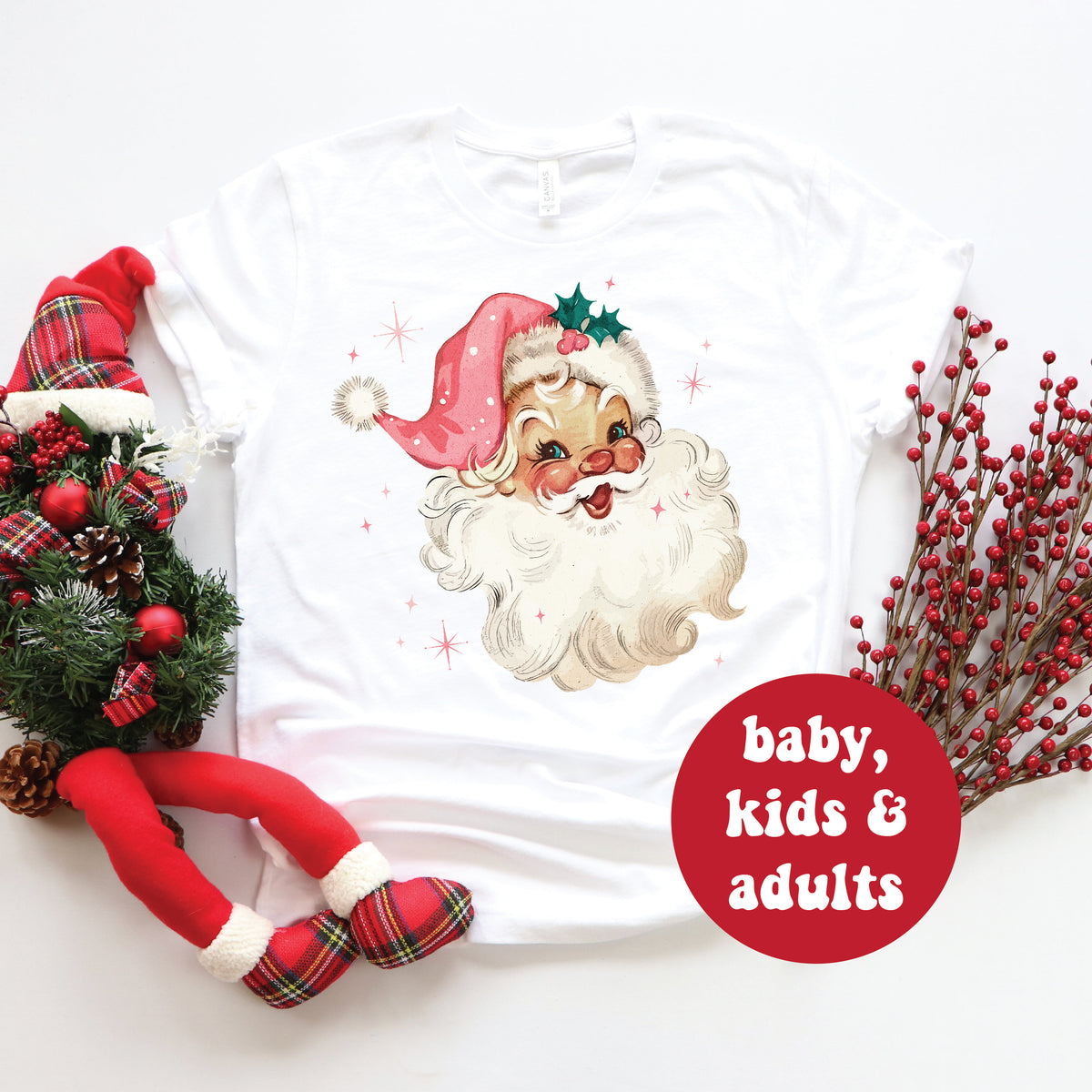 Cheery Santa Face with Pink Hat (MORE COLOURS & STYLES)