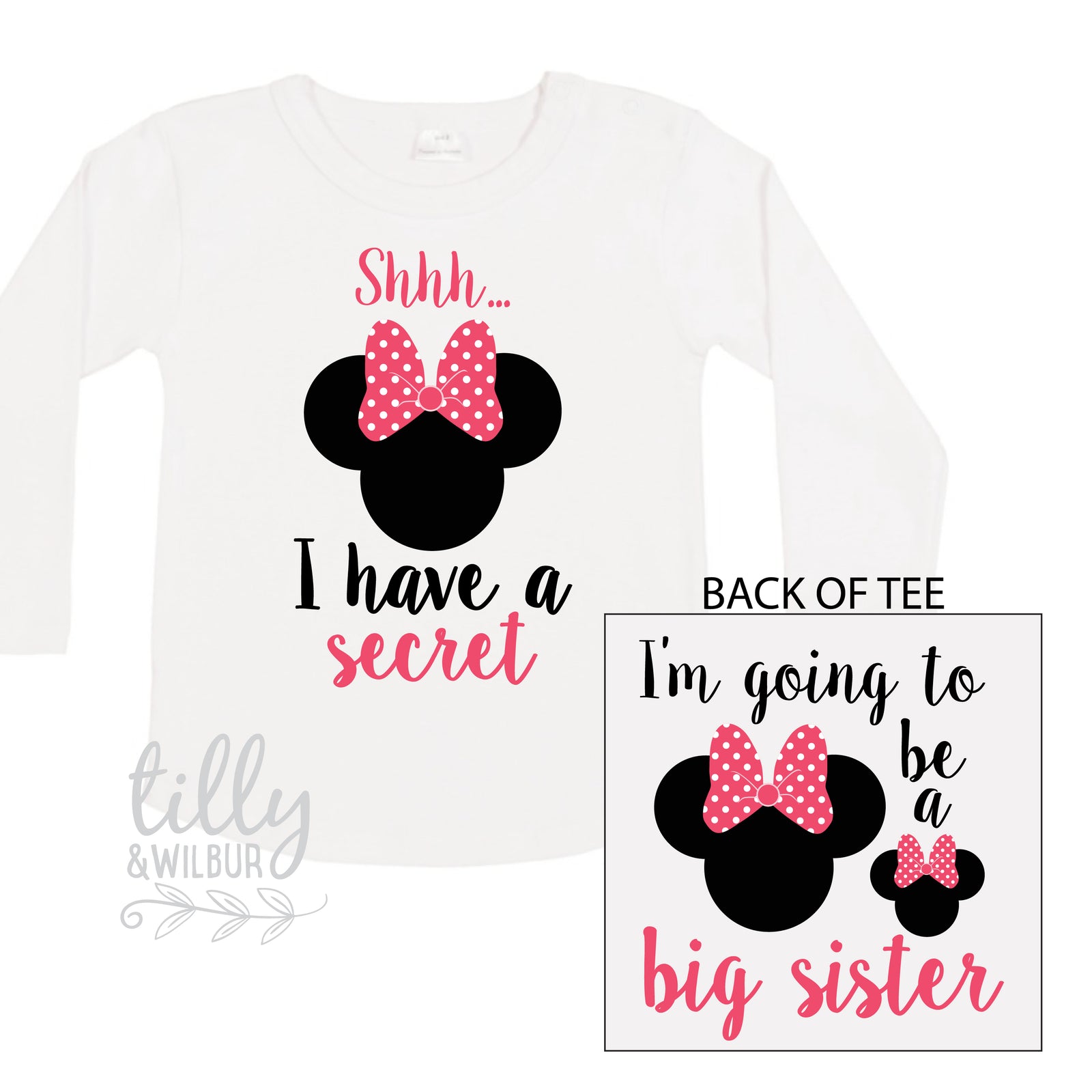 Shhh I Have A Secret, I'm Going To Be A Big Sister Long Sleeve Tee