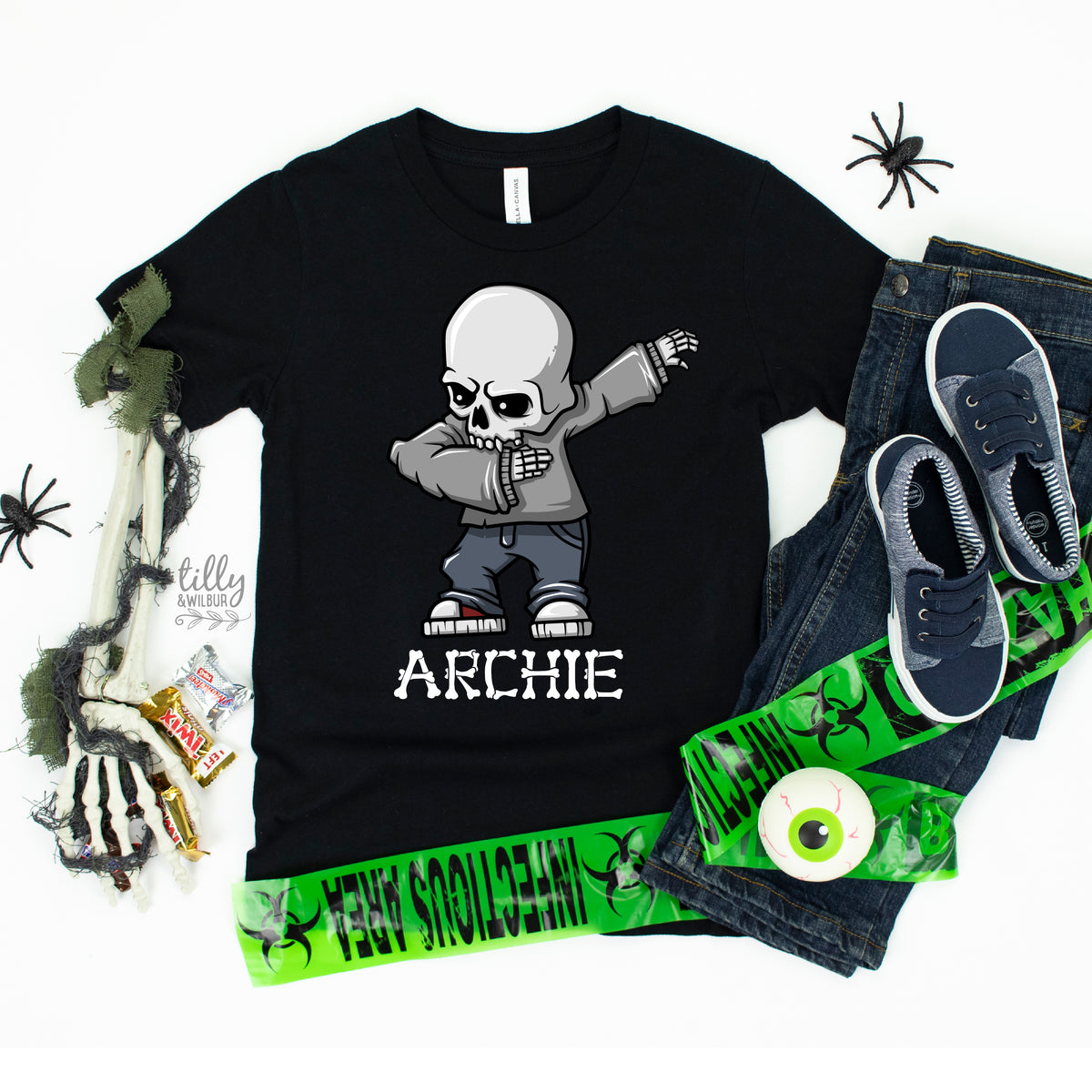 Personalised Dabbing Skeleton Halloween (MORE COLOURS & STYLES)