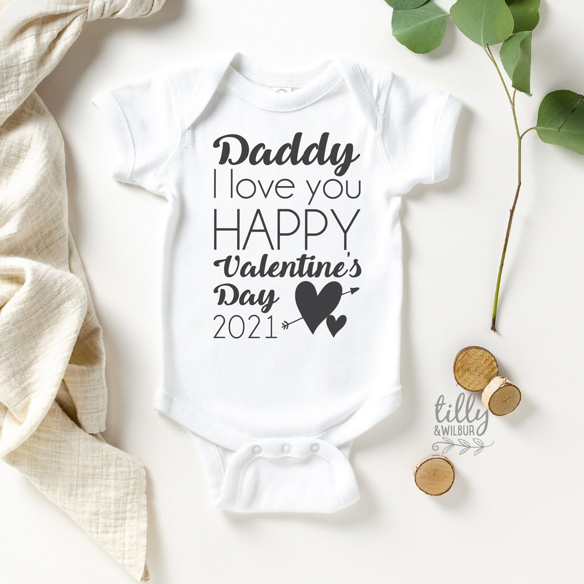 Daddy I Love You Happy Valentine's Day 2025 Baby Bodysuit