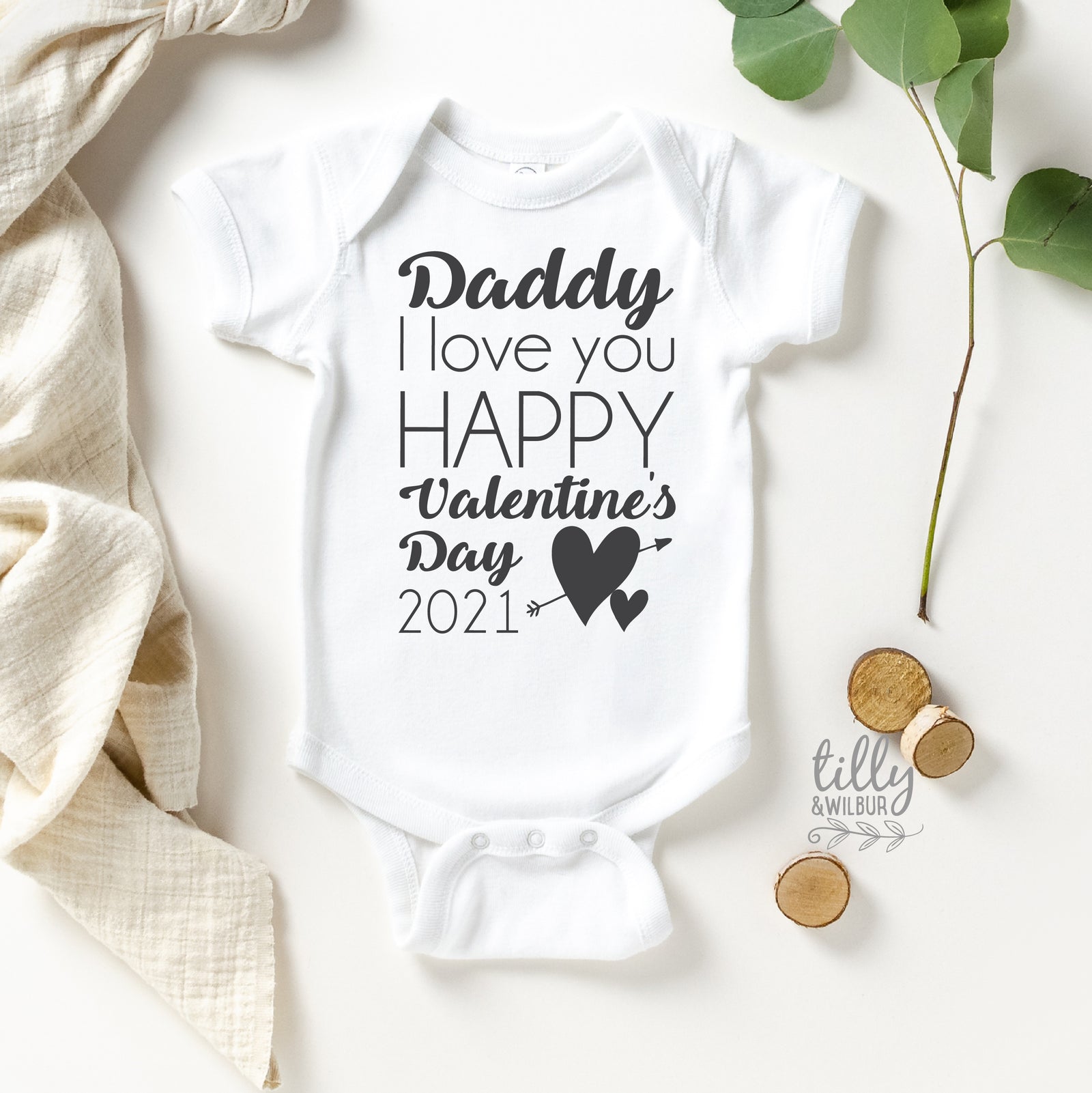 Daddy I Love You Happy Valentine's Day 2025 Baby Bodysuit