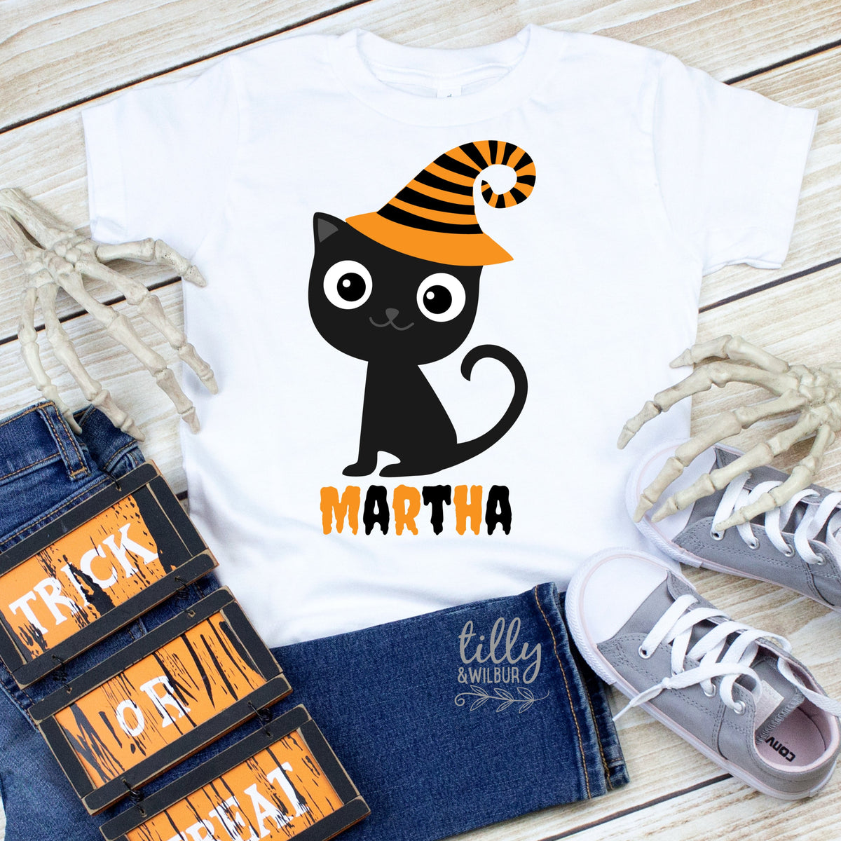 Personalised Name Halloween Cat (MORE COLOURS & STYLES)