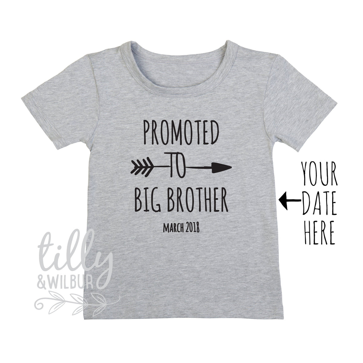 Promoted To Big Brother T-Shirt For Boys, Personalised Due Date, Big Brother Shirt, I'm Going To Be A Big Brother, Pregnancy Announcement