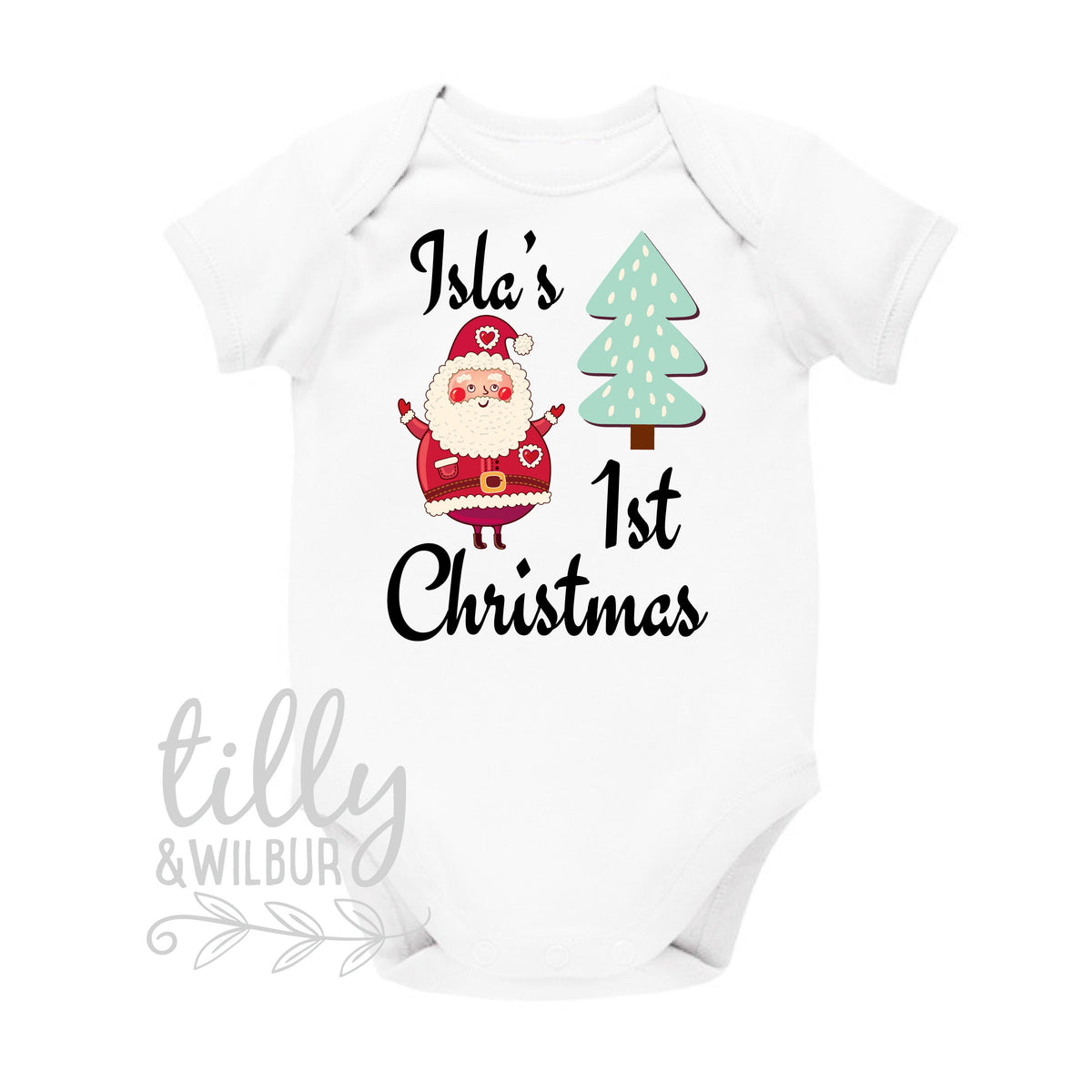 Personalised 1st Christmas Outfit With Baby's Name, First Xmas Baby Bodysuit, Unisex Baby Clothes, Personalised New Baby's First Christmas