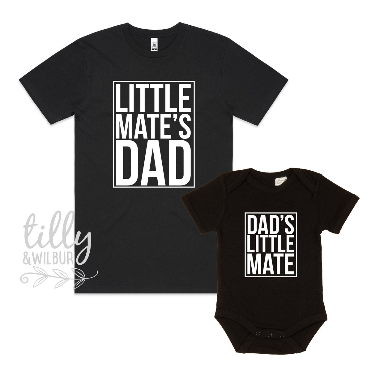 Little Mate's Dad, Dad's Little Mate Matching Father's Day Shirt And Baby Bodysuit, Father And Son Matching Outfits, First 1st Father's Day