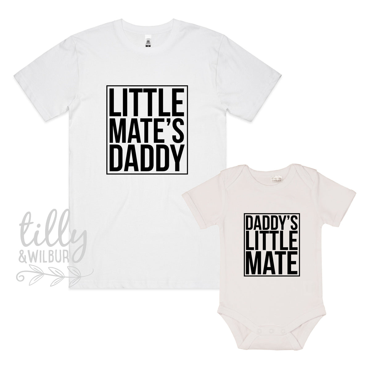 Little Mate's Daddy, Daddy's Little Mate Matching Father's Day Shirt And Baby Bodysuit, Father Son Matching Outfits, First 1st Father's Day