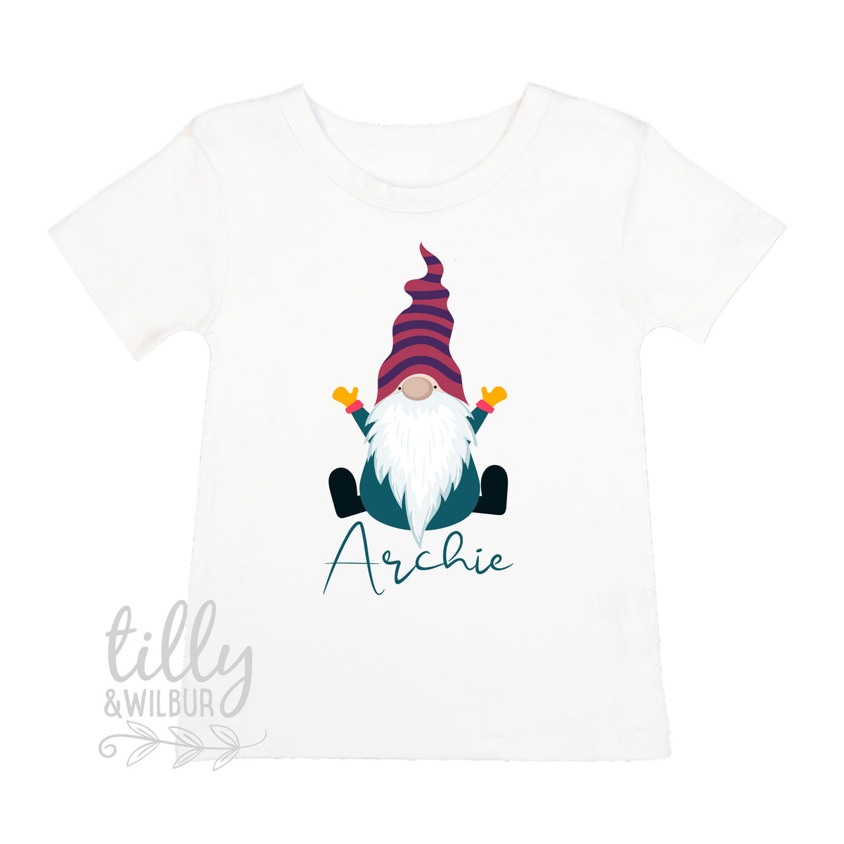 Scandinavian Christmas Gnome Personalised Boy's T-Shirt, Boy's Xmas T-Shirt, Boy's Christmas T-Shirt, Personalised Boy's Christmas T-Shirt