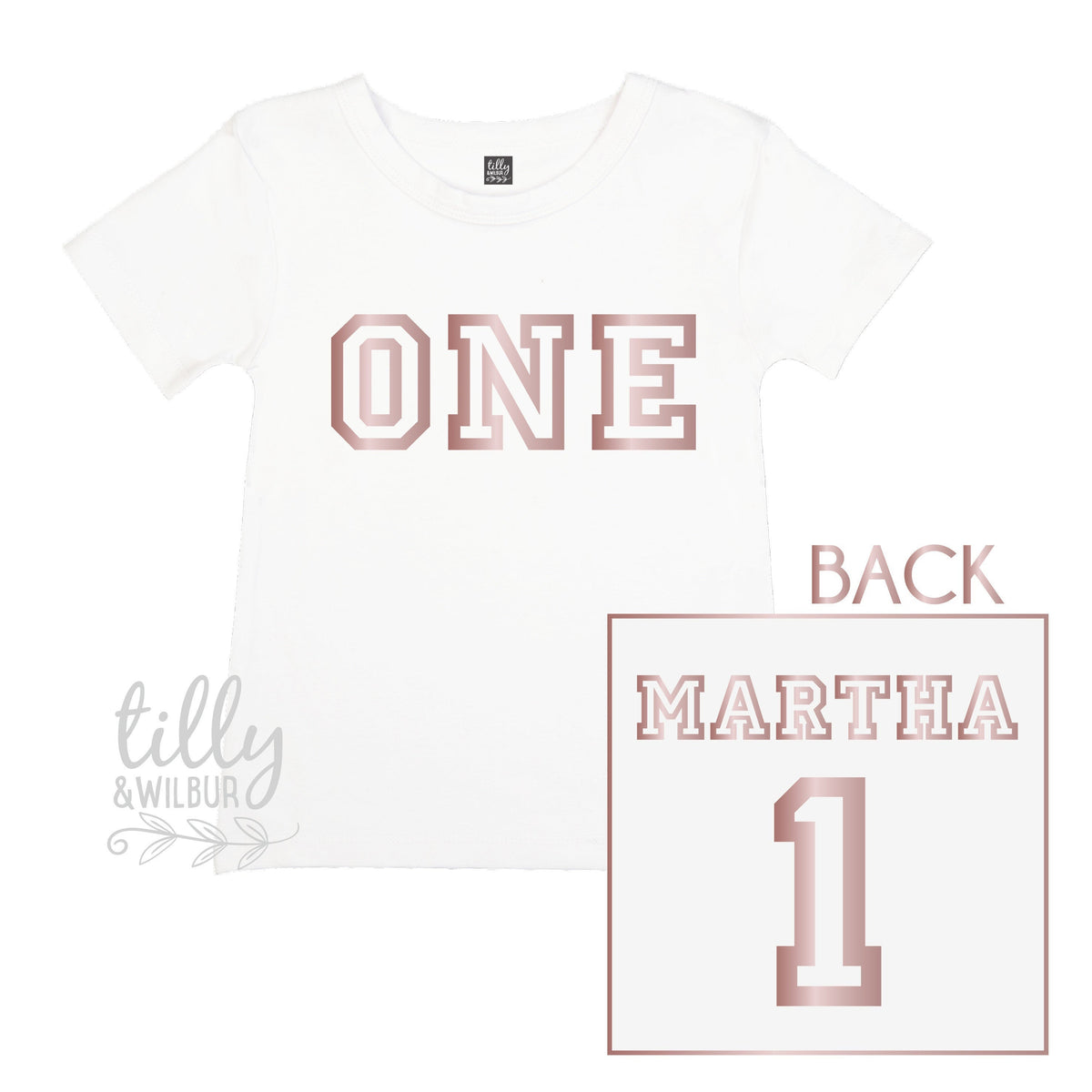 One Personalised Girls 1st Birthday T-Shirt, 1st Birthday Gift, First Birthday Tee, Name And Number 1 On Back Of Shirt, Cake Smash Outfit