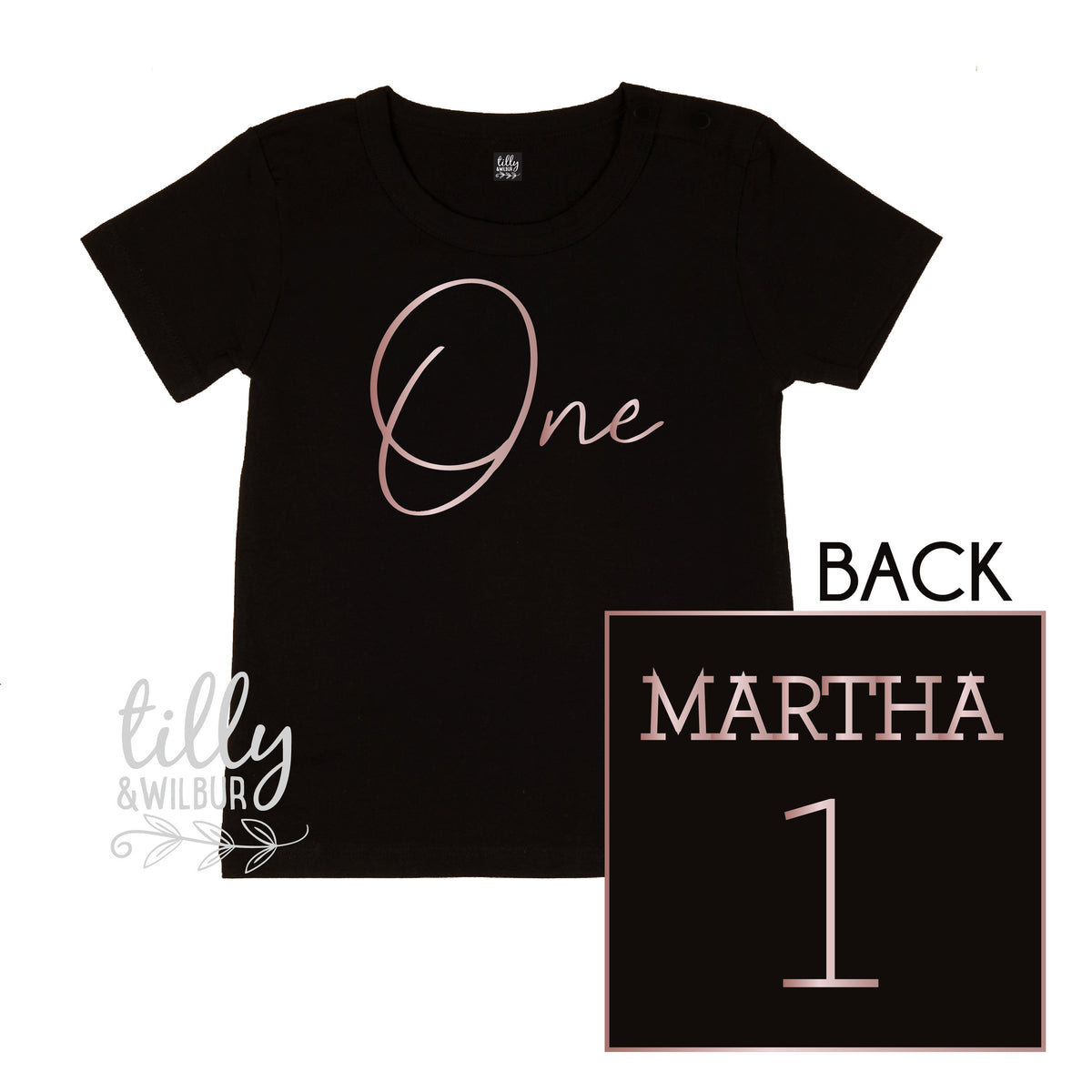 One Personalised Girls 1st Birthday T-Shirt, 1st Birthday Gift, First Birthday Tee, Name And Number 1 On Back Of Shirt, Cake Smash Outfit