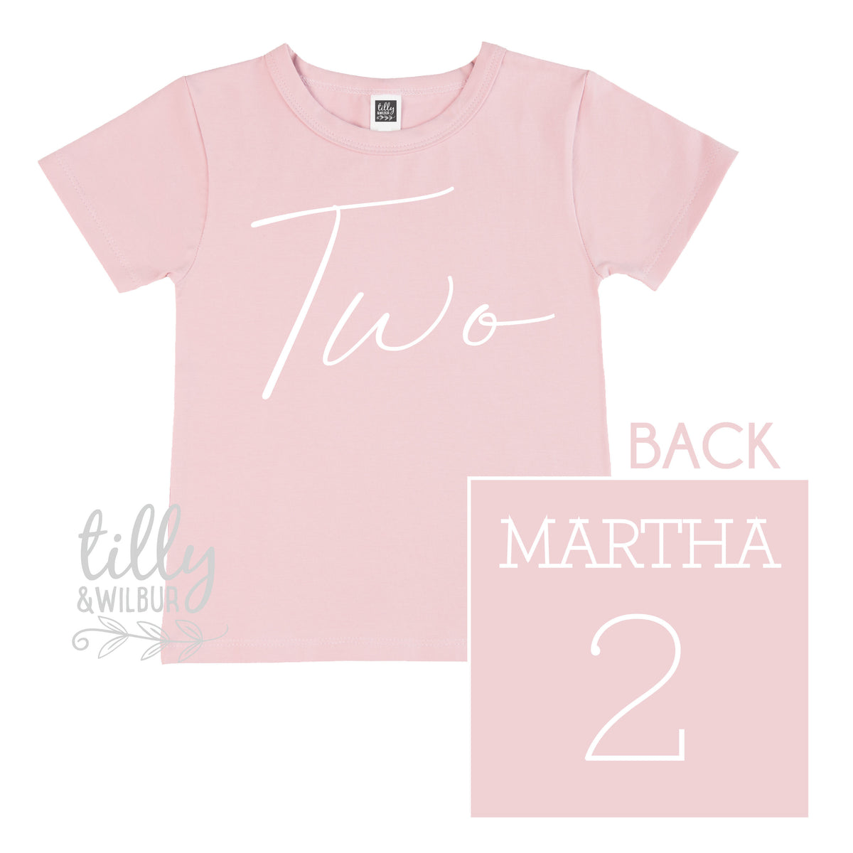 Two Personalised Girls 2nd Birthday T-Shirt, 2nd Birthday Gift, 2 Today Birthday Tee, Name And Number 2 On Back Of Shirt, Cake Smash Outfit