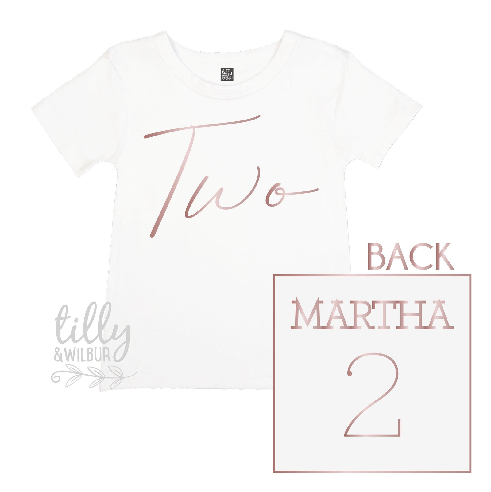 Two Personalised Girls 2nd Birthday T-Shirt, 2nd Birthday Gift, 2 Today Birthday Tee, Name And Number 2 On Back Of Shirt, Cake Smash Outfit