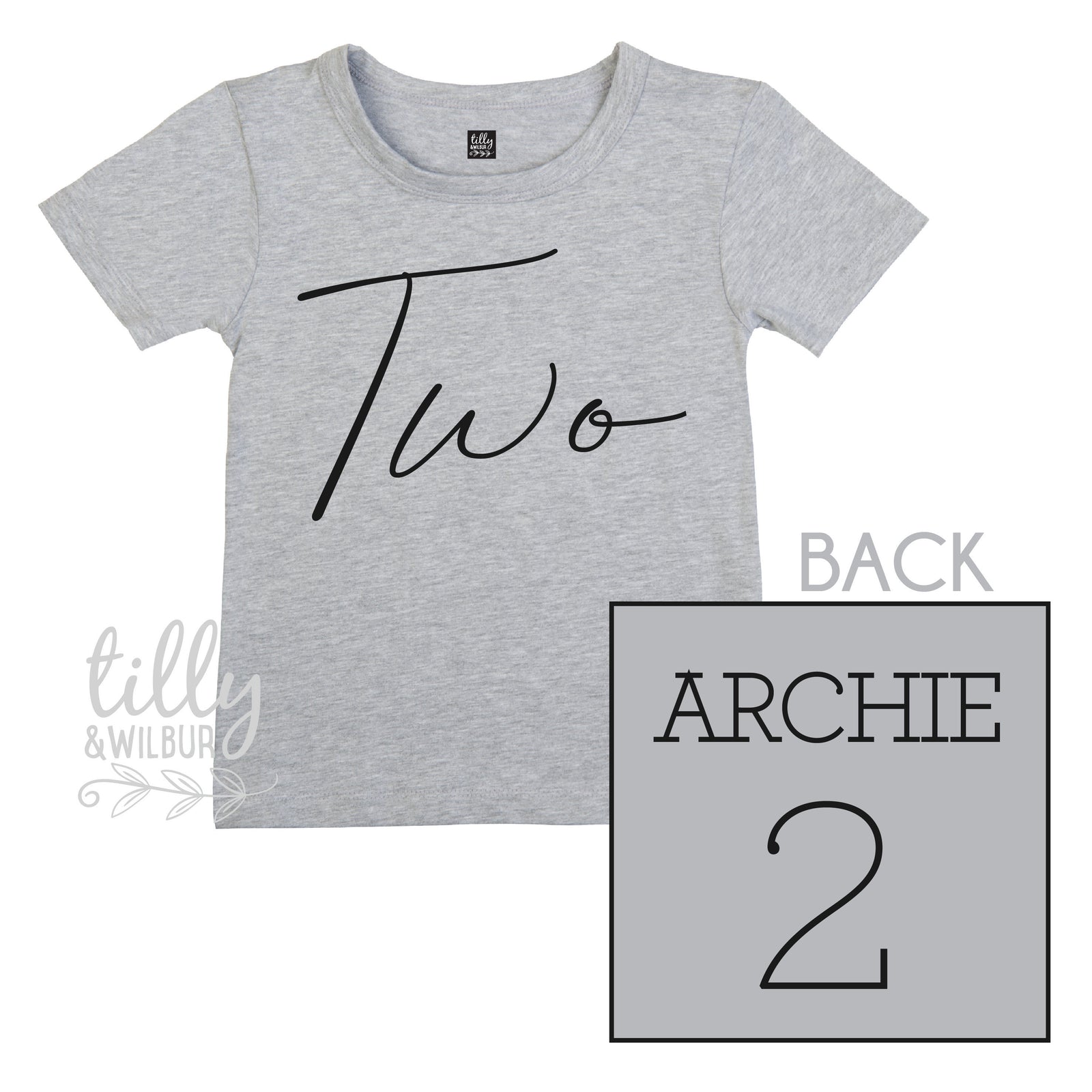 Two Personalised Boys 2nd Birthday T-Shirt, 2nd Birthday Gift, 2 Today Birthday Tee, Name And Number 2 On Back Of Shirt, Cake Smash Outfit,