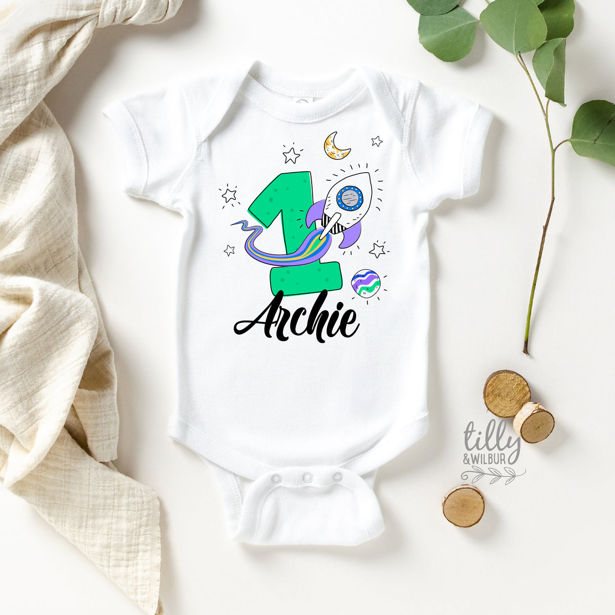 Personalised 1st Birthday Bodysuit, First Birthday Bodysuit, 1st Birthday Gift, First Birthday Gift, Baby's First Birthday, Space Theme