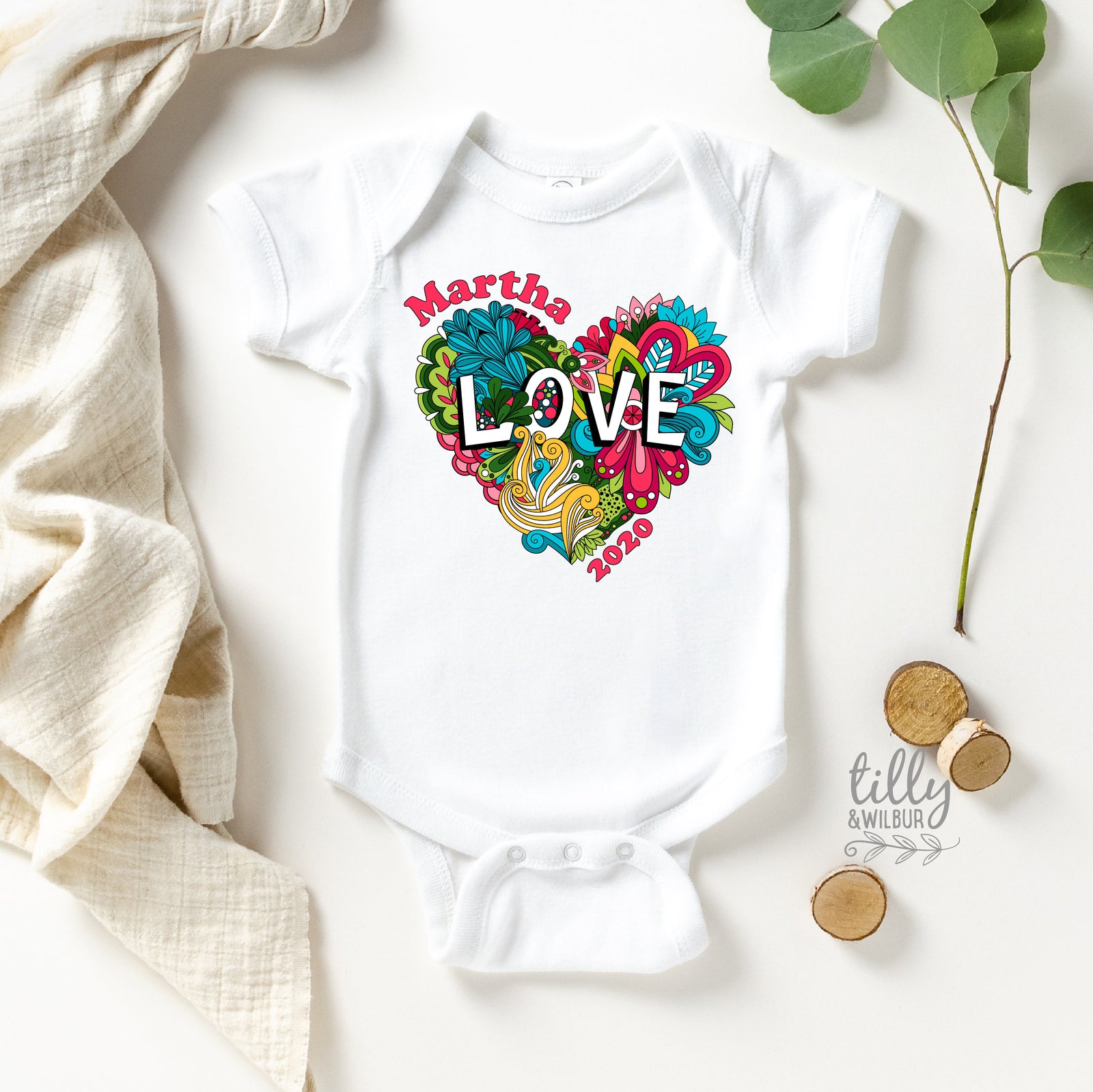 Personalised Valentine's Day Baby Bodysuit, Valentine's Day Baby Girl Outfit, My 1st Valentine's Day, First Valentine's Day Gift, Hippy Love