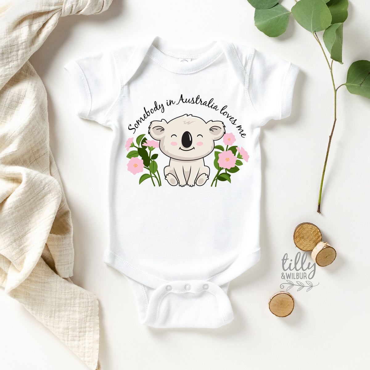 Somebody In Australia Loves Me, Australian Baby Gift, Australiana Gift, Koala Baby Gift, Aussie Overseas Gift, New Baby, Overseas Baby Gift