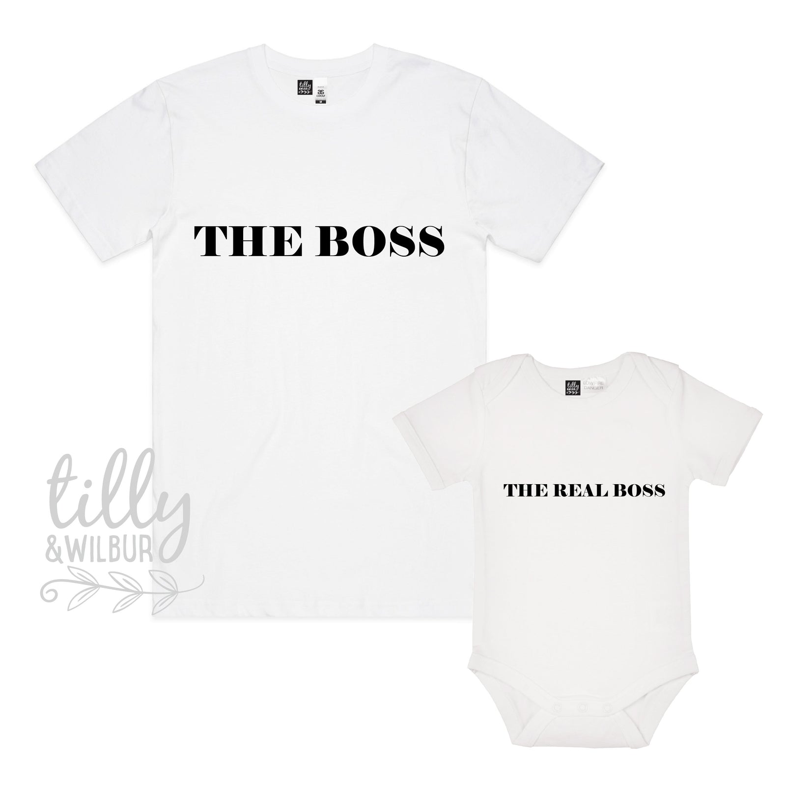 The Boss The Real Boss Father Son Matching Shirts, Matching Dad And Baby, Matching Dad And Kid, Father's Day Gift, Newborn Gift, New Dad