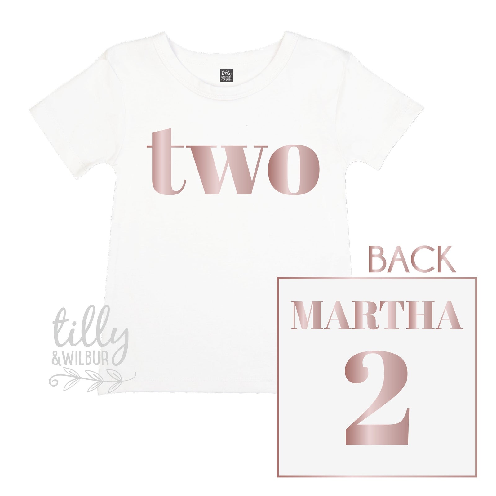 Two Personalised Girls 2nd Birthday T-Shirt, 2nd Birthday Gift, 2 Today Birthday Tee, Name And Number 2 On Back Of Shirt, Cake Smash Outfit