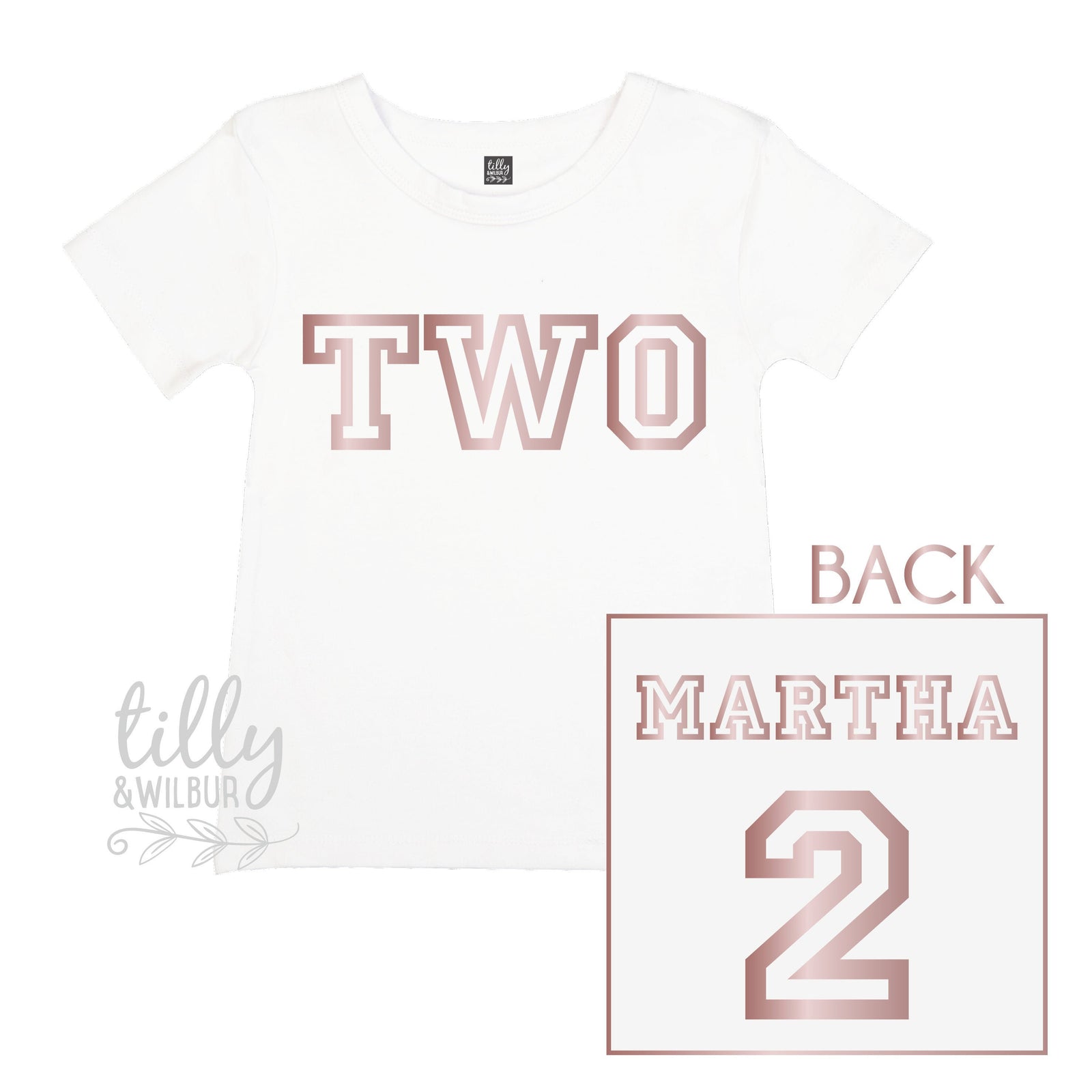 Two Personalised Girls 2nd Birthday T-Shirt, 2nd Birthday Gift, 2 Today Birthday Tee, Name And Number 2 On Back Of Shirt, Cake Smash Outfit