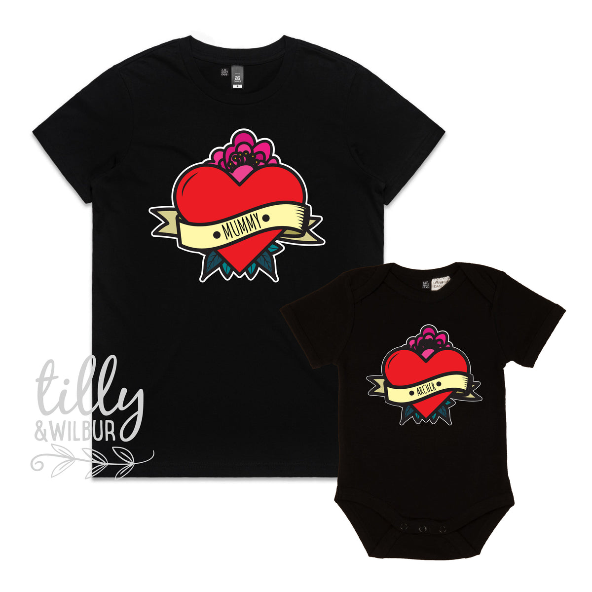 Personalised Tattoo Mother's Day Matching Set For Mother And Son, First Mother's Day, Personalised Mummy And Son Matching Set, Mother's Day