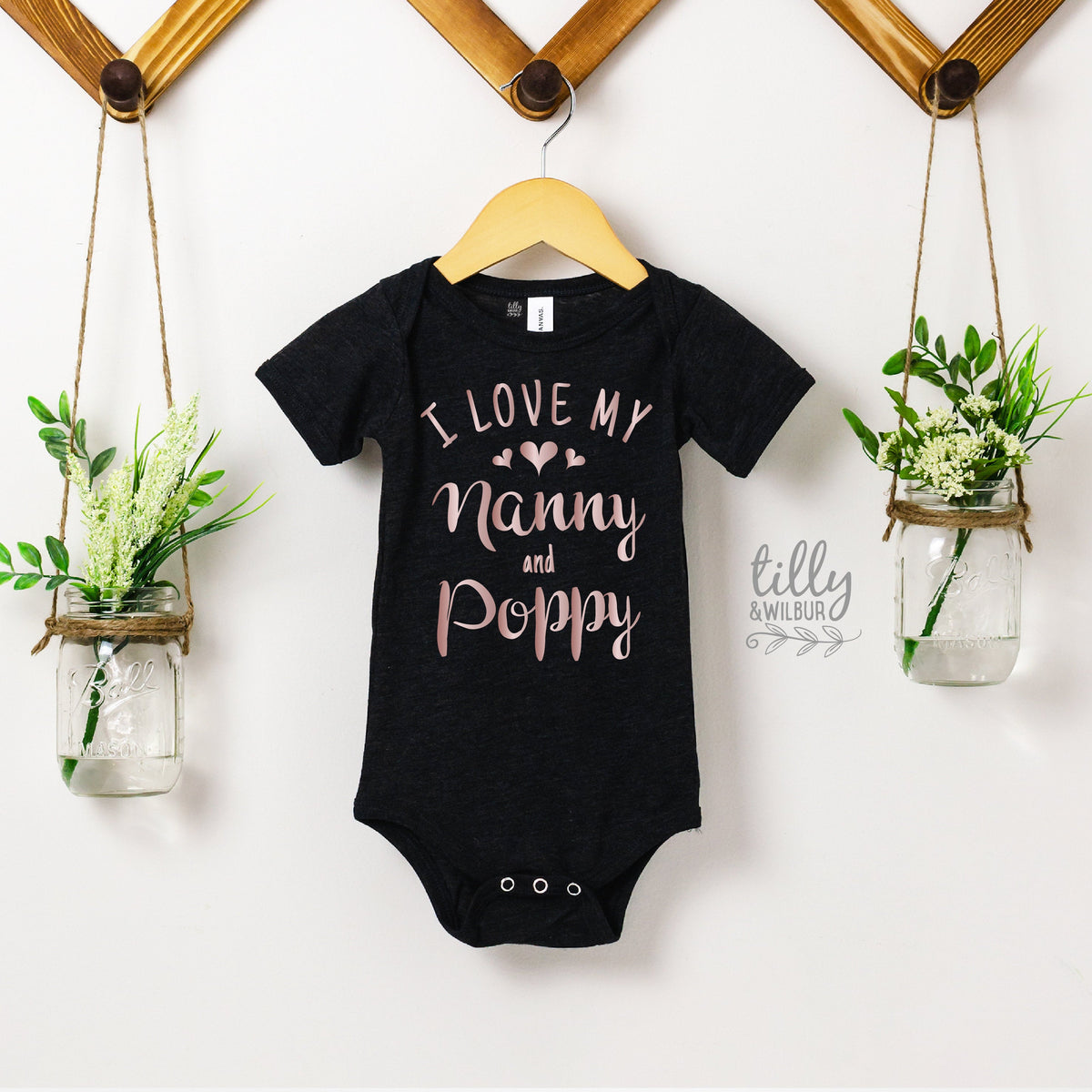 I Love My Nanny And Poppy Baby Bodysuit, Hello Grandma & Grandpa, Pregnancy Announcement To Grandparents, New Grandchild Gift, Nana, Oma