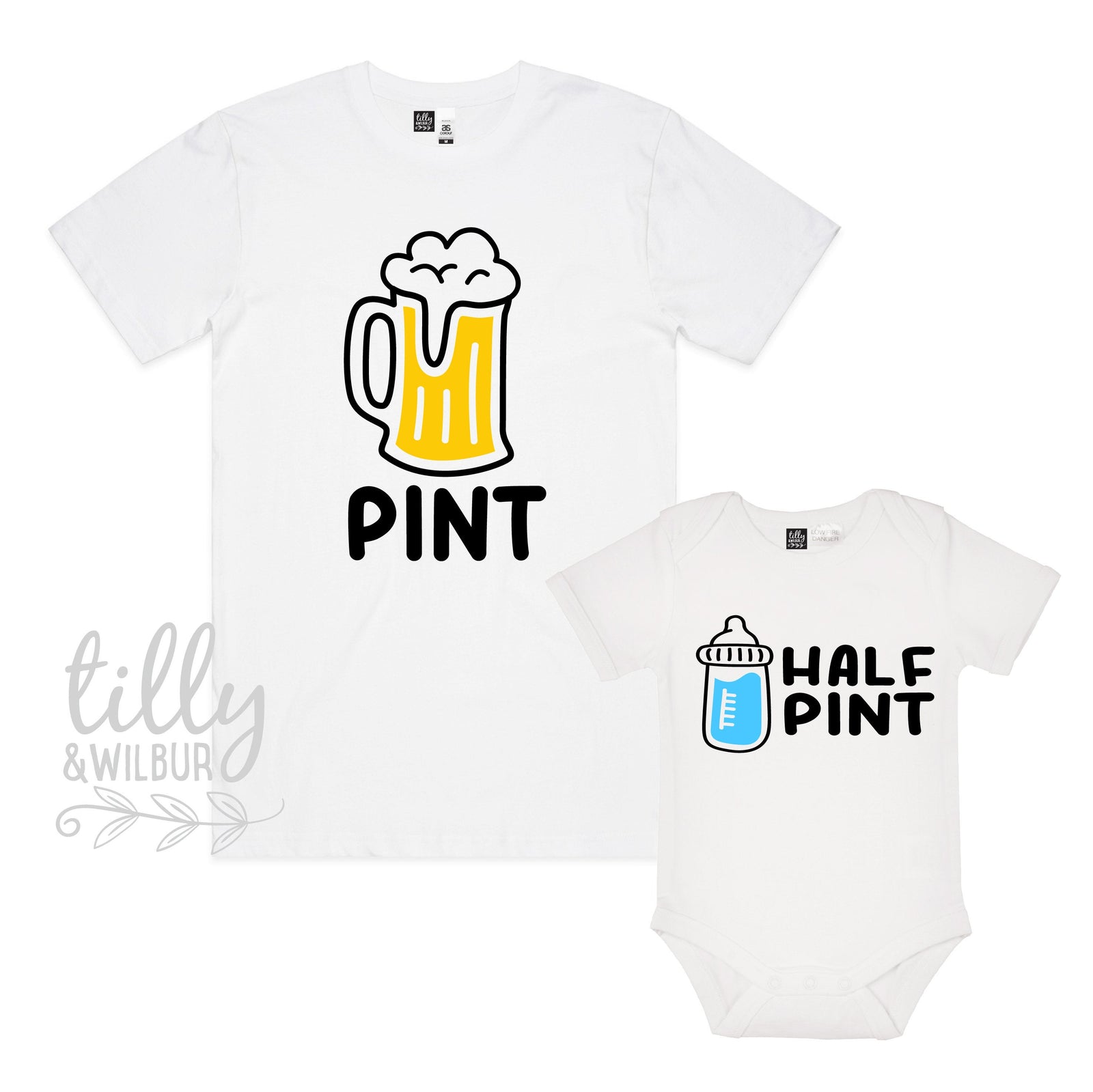 Pint Half Pint Father Son Matching Shirts, Matching Dad And Baby, Matching Daddy Daughter, Father's Day Gift, Newborn New Dad Gift, Drinking