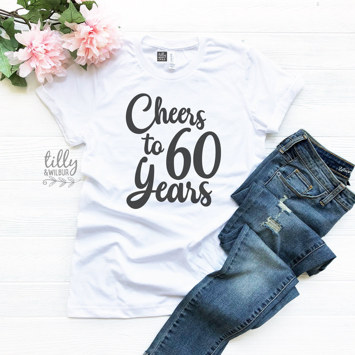 Cheers To 60 Years Birthday T-Shirt, 60th Birthday T-Shirt For Women, Women's Birthday Gift, 60th Gift, Turning Sixty Gift, Her Birthday
