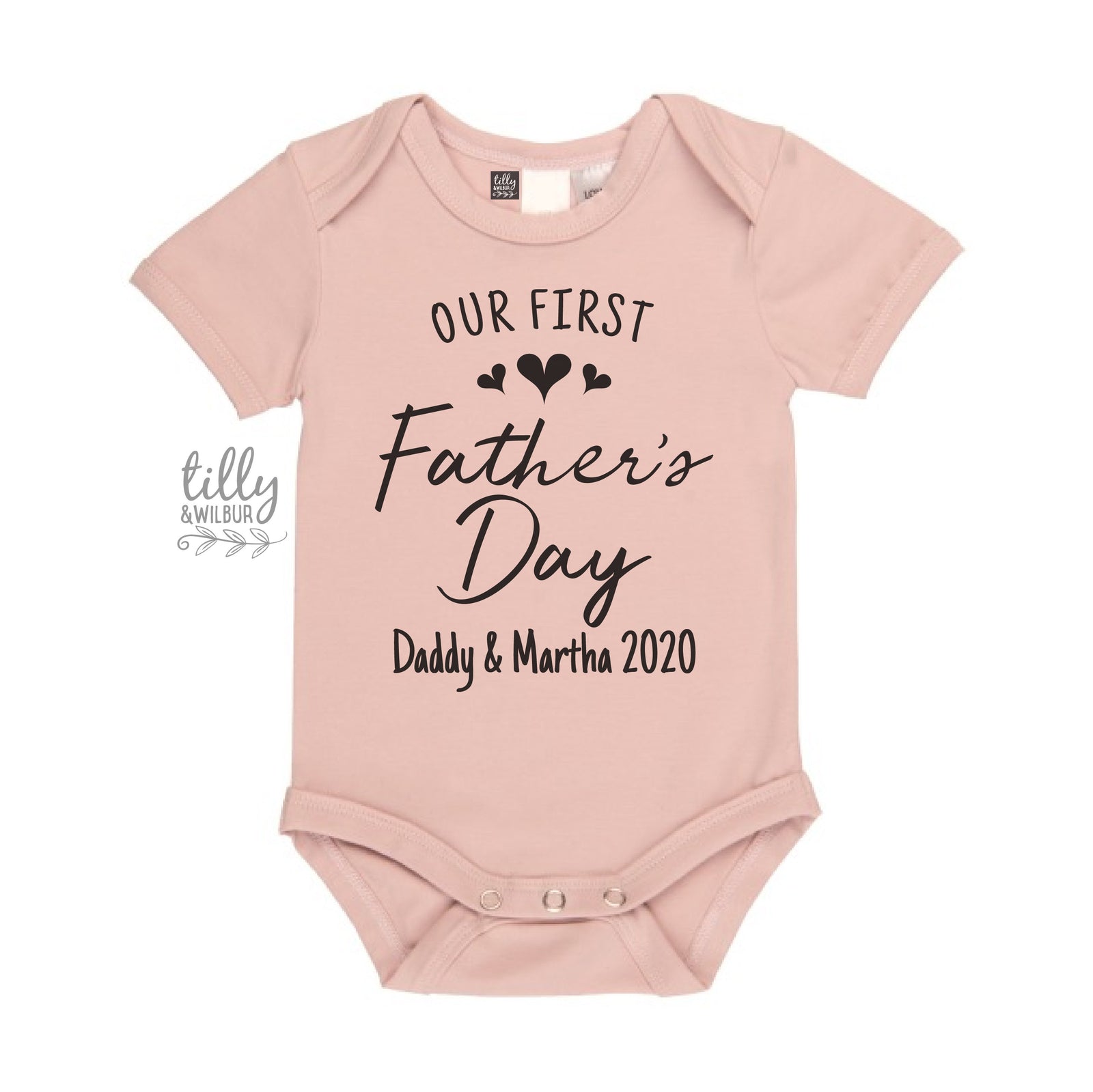 Our First Father's Day 2020 Baby Bodysuit With Names, I Love You Daddy Happy 1st Father's Day, Fathers Day Baby, First Fathers Day Baby Gift
