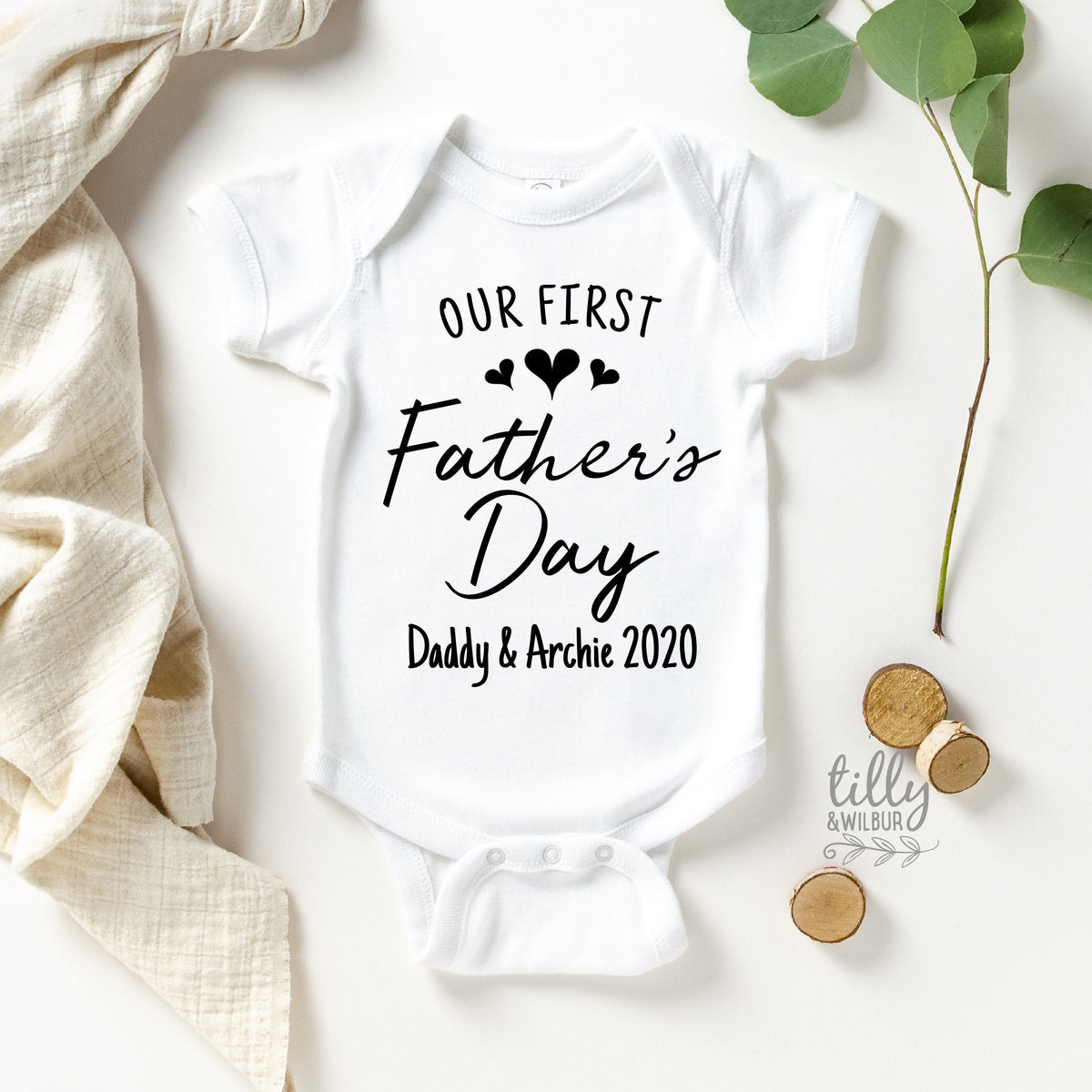 Our First Father's Day 2020 Baby Bodysuit With Names, I Love You Daddy Happy 1st Father's Day, Fathers Day Baby, First Fathers Day Baby Gift