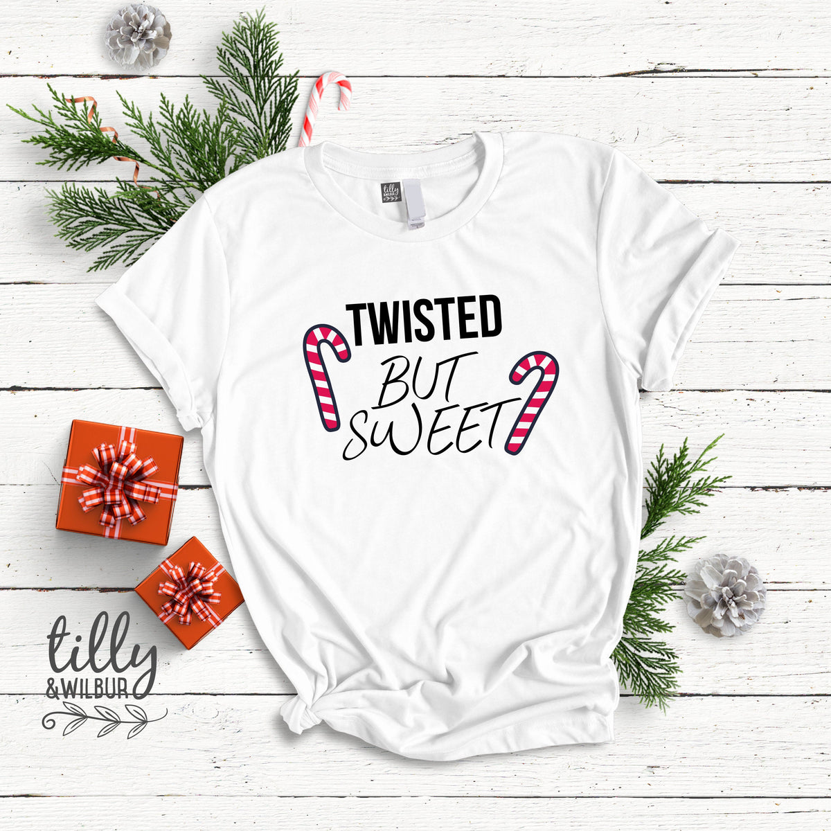 Twisted But Sweet Christmas T-Shirt, Funny Women's Christmas Gift, Candy Cane Christmas T-Shirt, Funny Women's T-Shirt, Humourous Xmas Gift