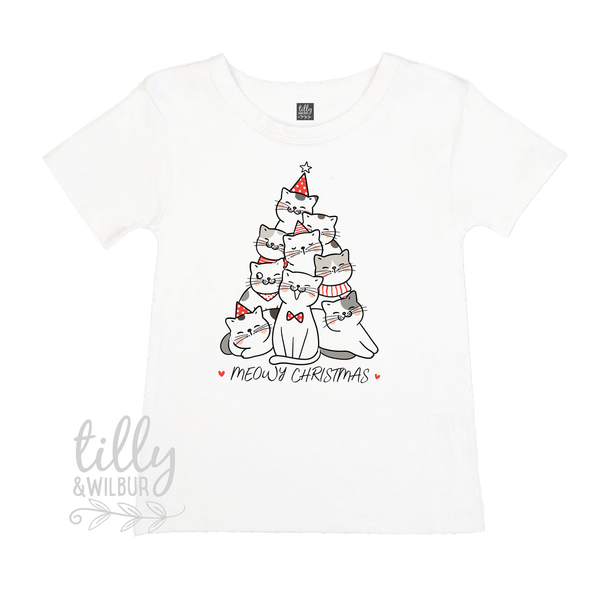 Meowy Christmas T-Shirt, Cat T-Shirt, Christmas Cat T-Shirt. Cat Christmas T-Shirt, Kid's Cat T-Shirt, Cat Lovers T-Shirt, Cat Lovers Gift
