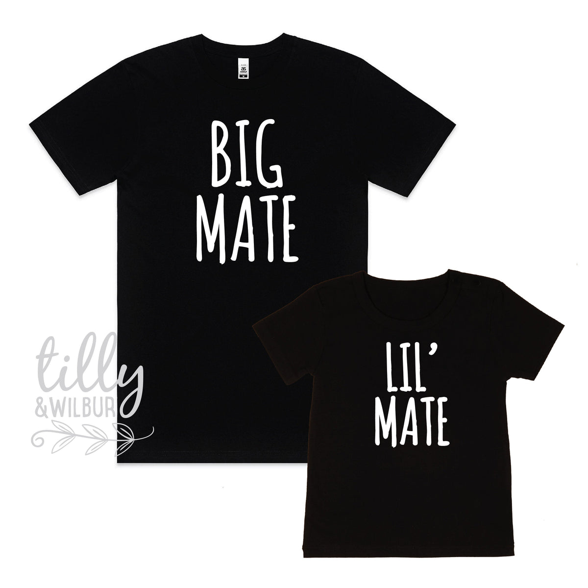 Big Mate Lil' Mate Matching T-Shirts, Father And Son Set, Big Bro, Little Bro Siblings, Cousins, Grandfather And Grandson, Uncle And Nephew,