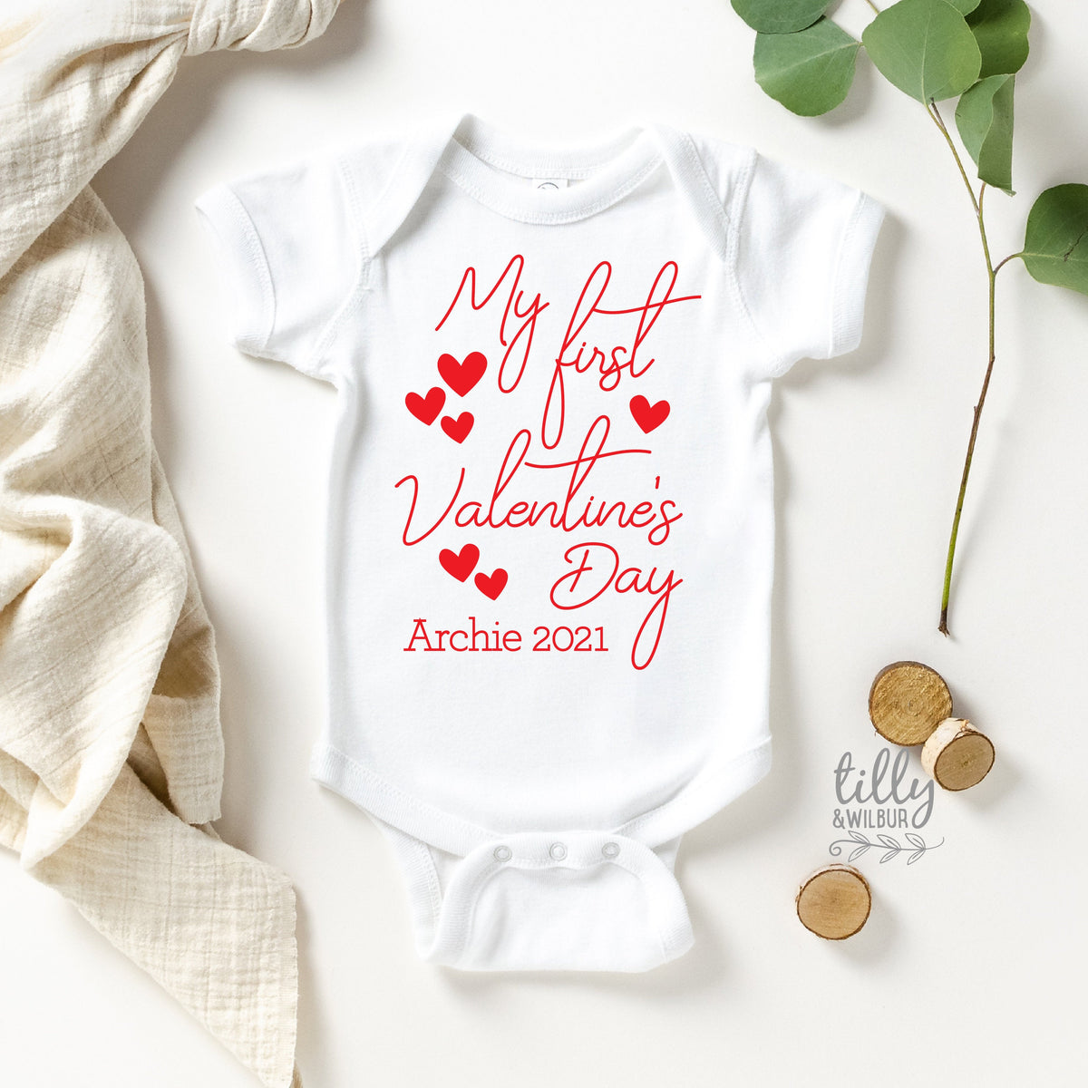 Personalised My First Valentine's Day 2021 Baby Bodysuit, Personalised Valentine's Day Bodysuit, 1st Valentine's Day, Valentine's Day 2020