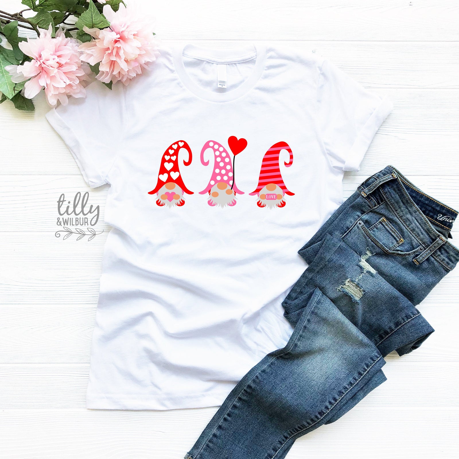 Gnome T-Shirt For Women, Gnomes Valentine's Day T-Shirt, Wife Gift, Girlfriend Gift, Valentine's Day T-Shirt, Valentine's Day Gift, Cute