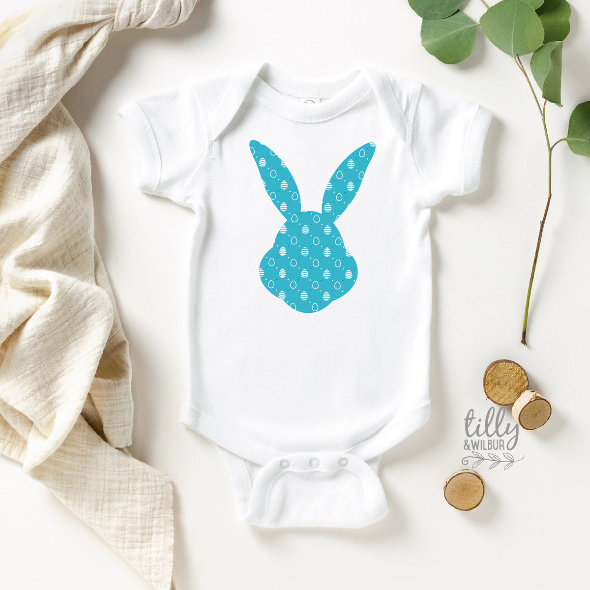 Patterned Easter Bunny Baby Bodysuit For Boys, First Easter One-Piece, Newborn Easter Gift, 1st Easter, Baby's 1st Easter, Bunny Rabbit Gift