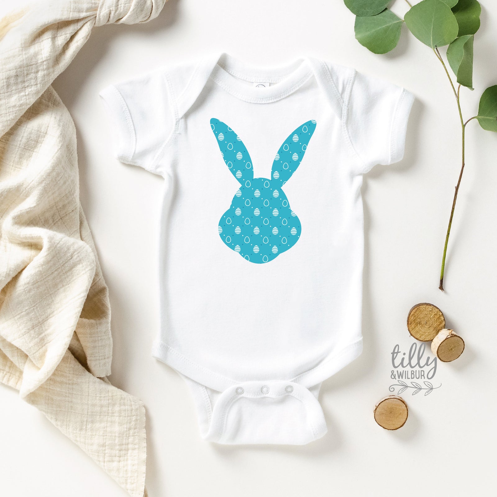 Patterned Easter Bunny Baby Bodysuit For Boys, First Easter One-Piece, Newborn Easter Gift, 1st Easter, Baby's 1st Easter, Bunny Rabbit Gift